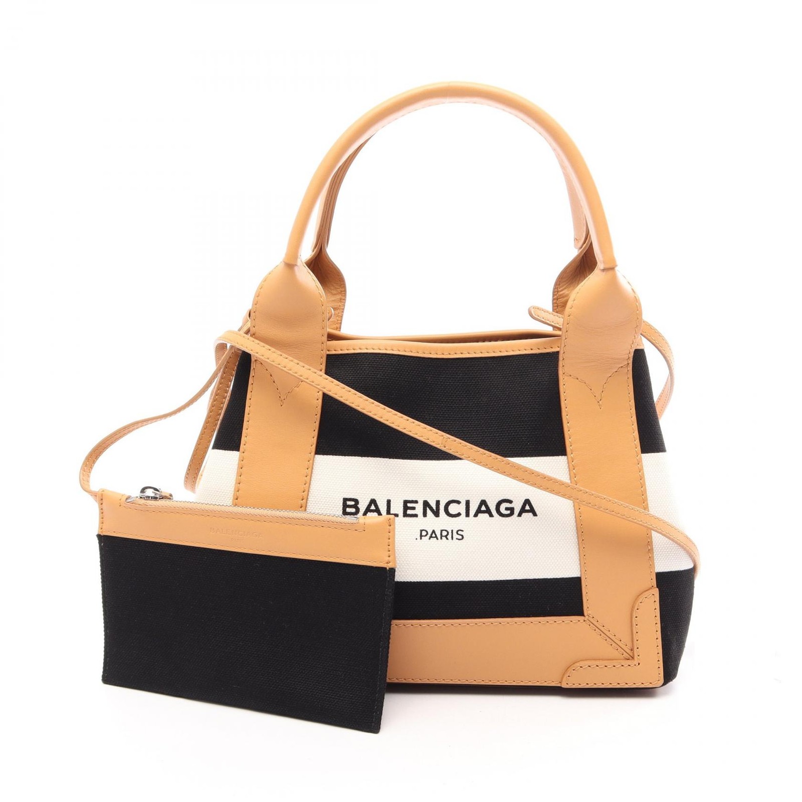 BALENCIAGA Navy Cabas XS Shoulder Crossbody Handbag 390346 canvas leather Used