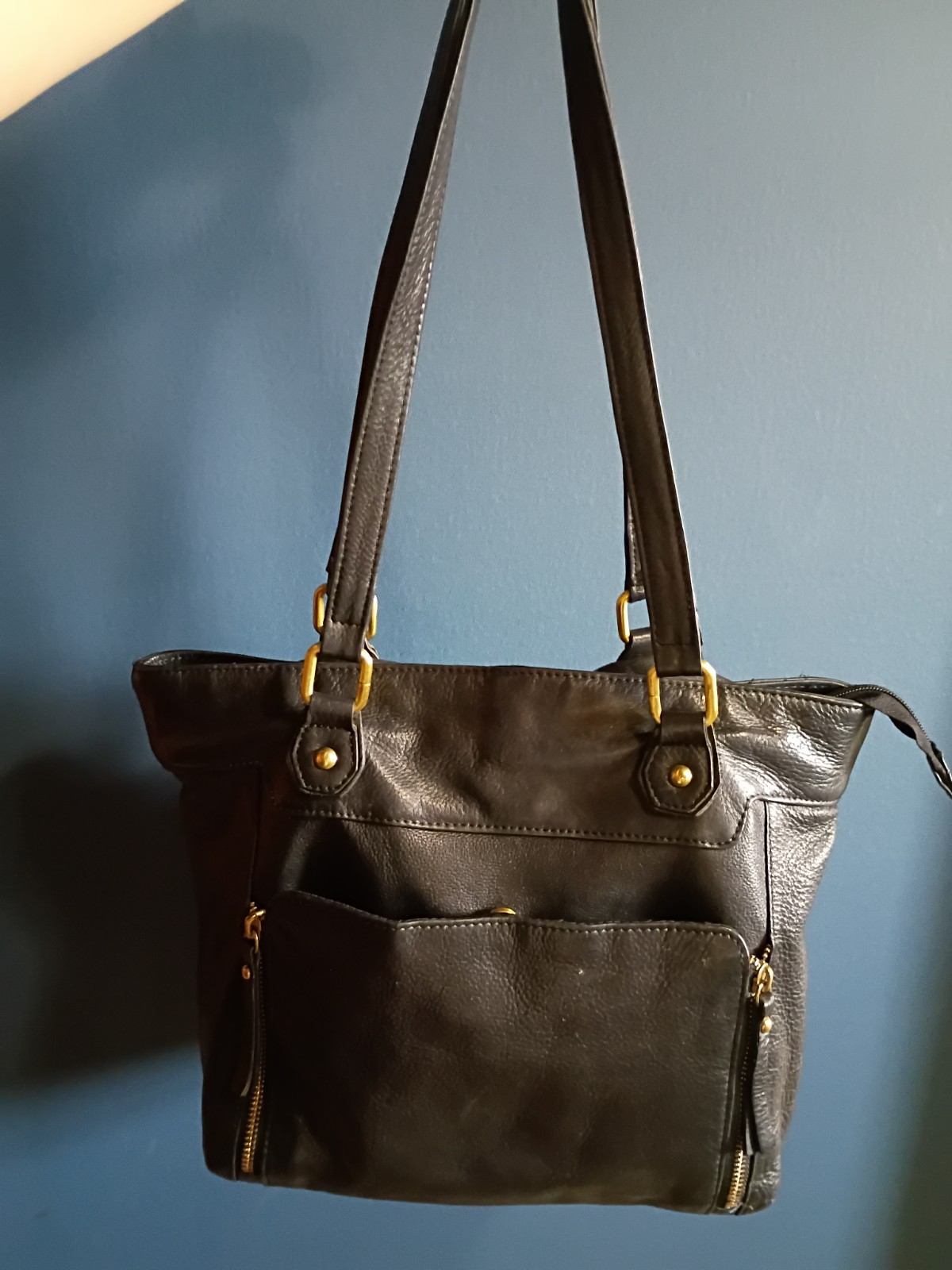 Great American Leatherworks Black Bag Genuine Leather Zip Purse