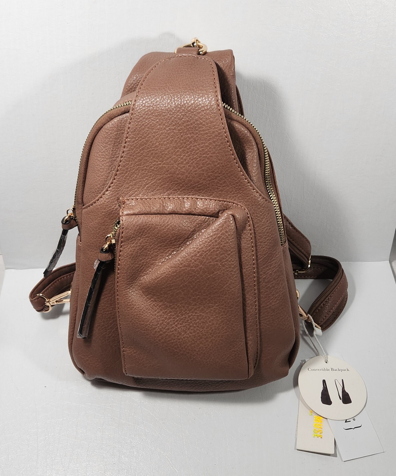 METRO MUSE USA Double Strap Convertible Backpack Chick Fashion Vegan Bag Black