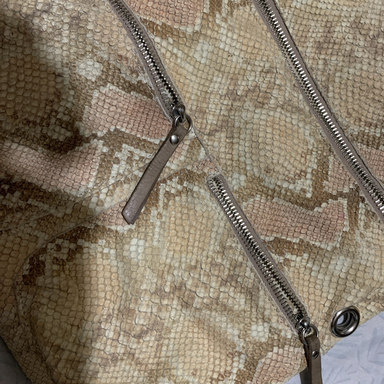 Maurizio Taiuti Leather Snakeskin Crossbody Purse Made In Italy