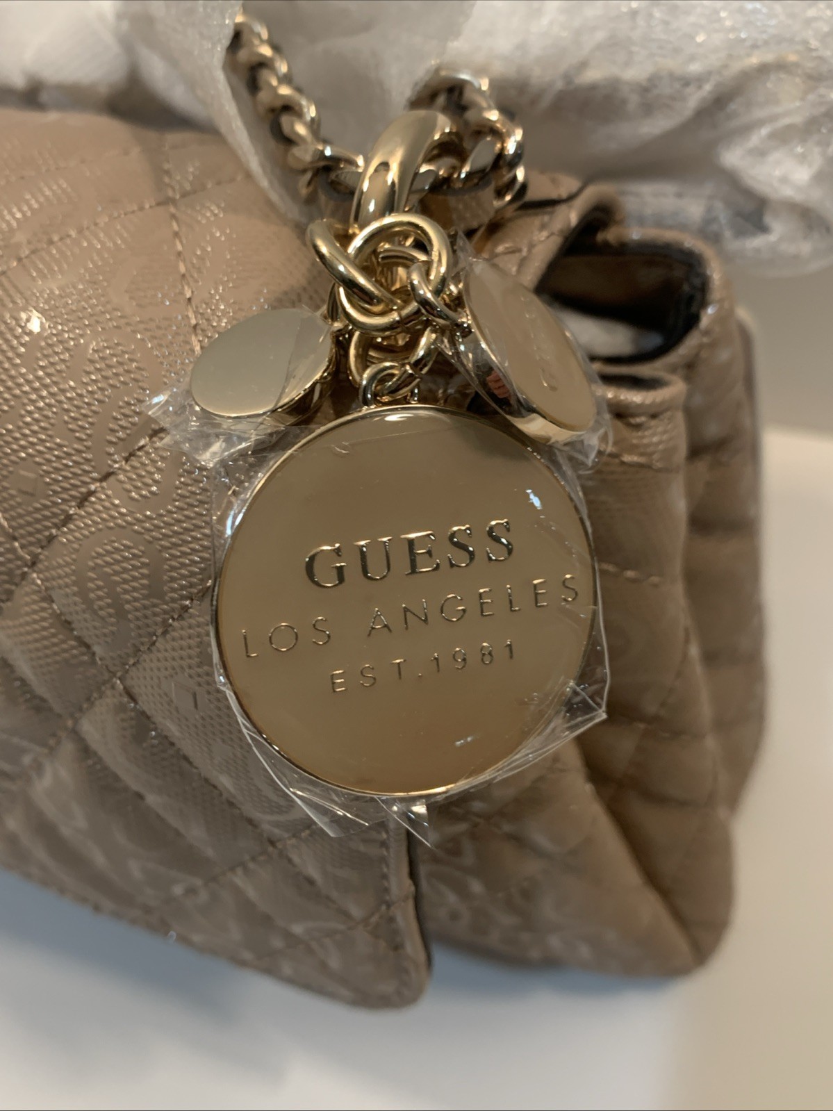 Guess Isemay Quilted Convertible Crossbody Flap Purse in Pale Mocha- NWT – $108