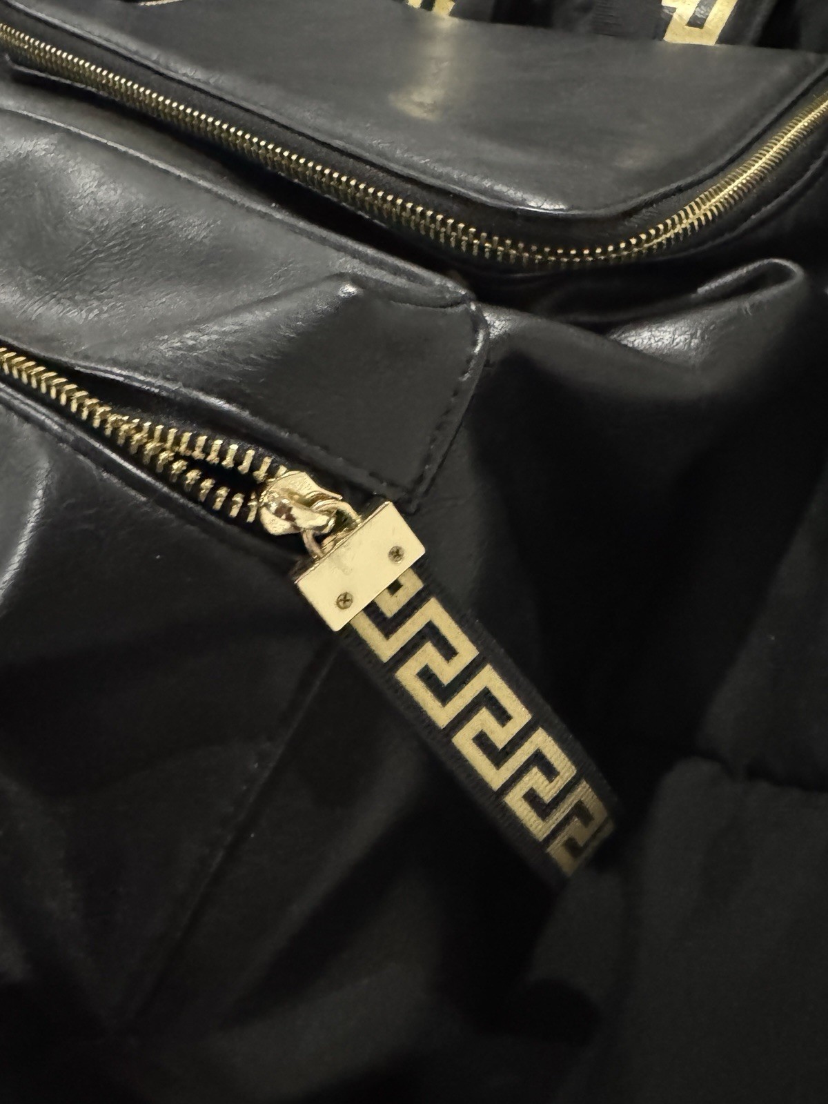 Authentic Versace Parfums Black Backpack Medusa Gold Greek Key Greca Straps