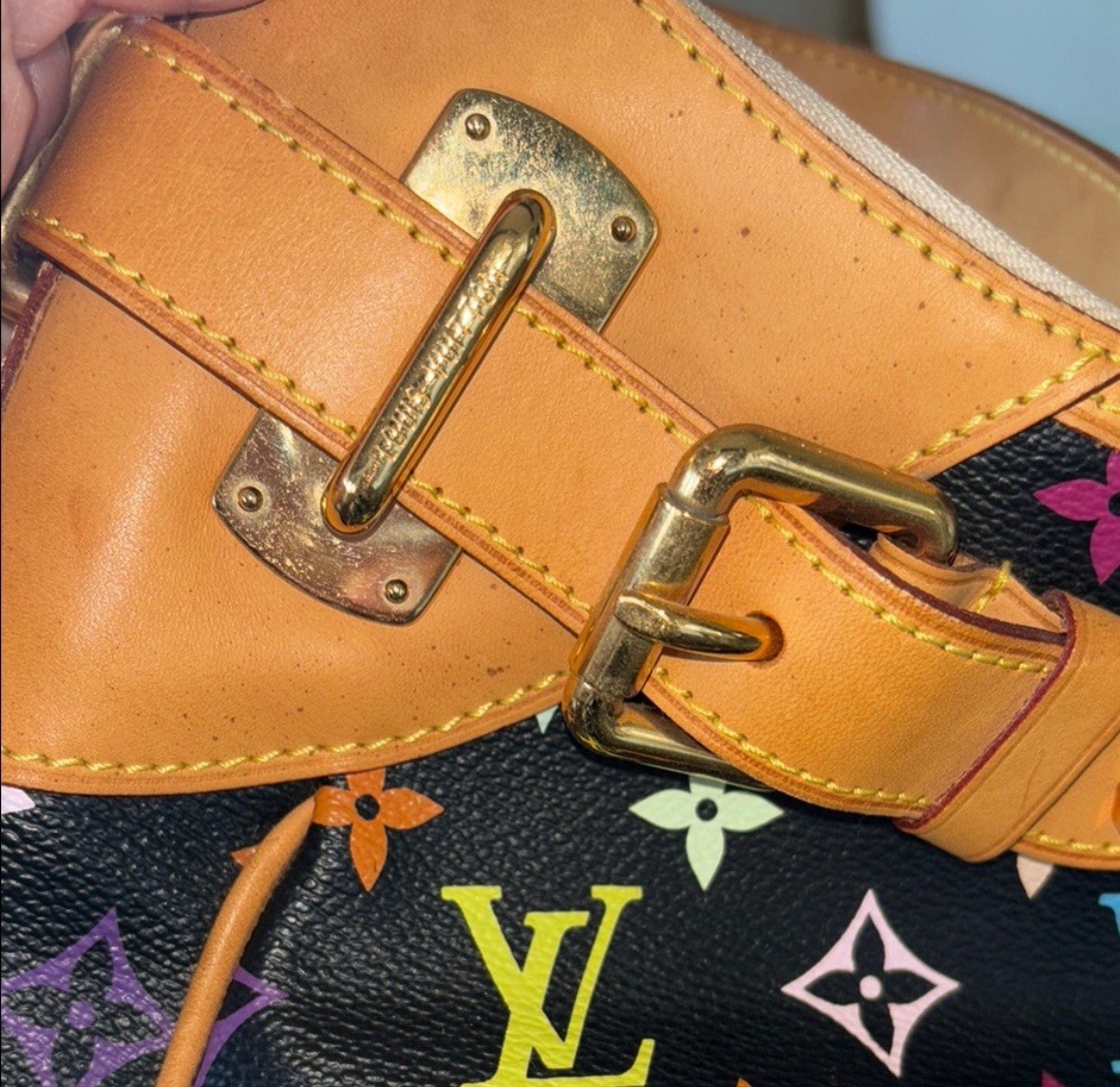 Louis Vuitton Greta Takashi Murakami Multicolor Noir Monogram Shoulder bag