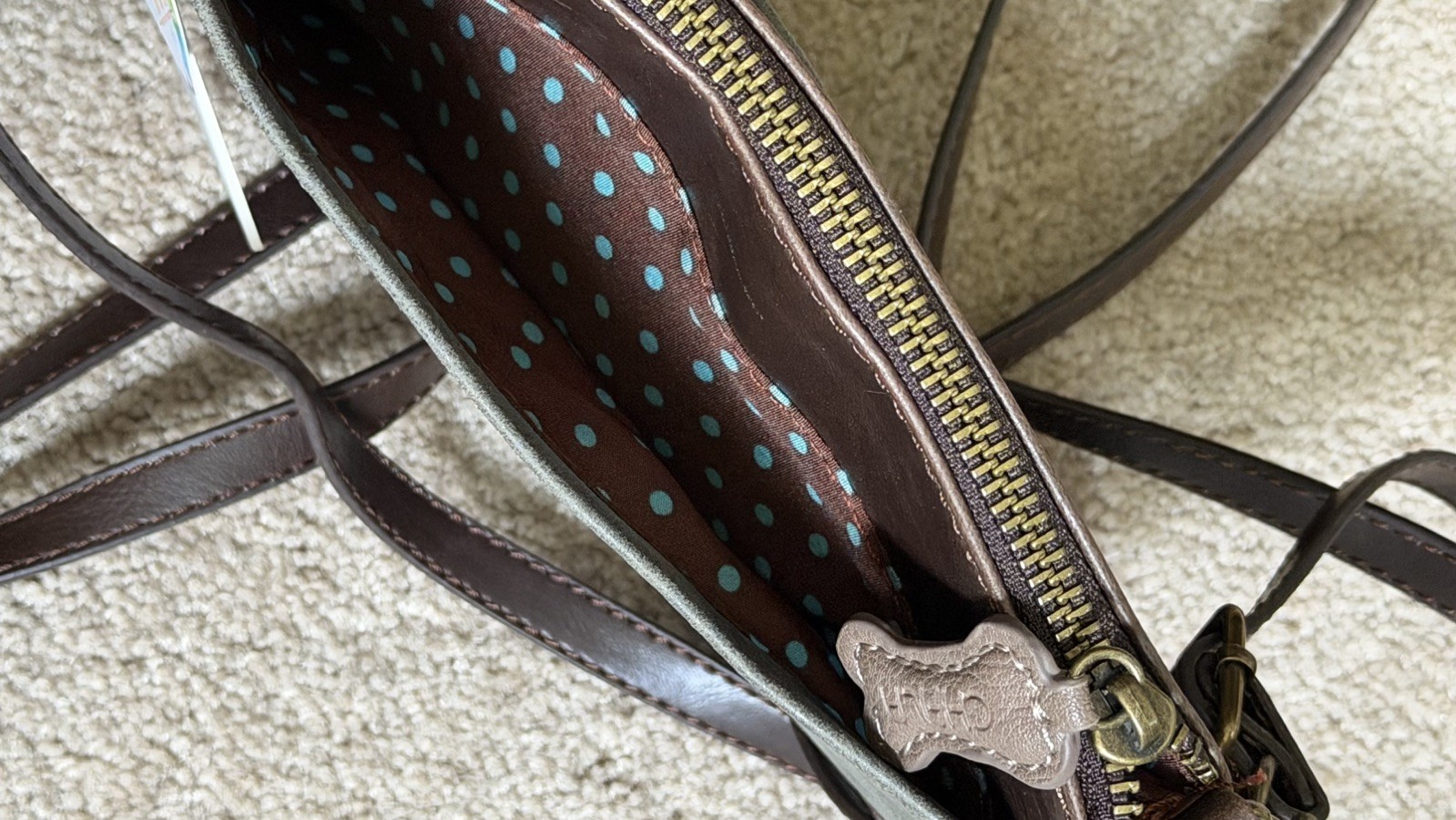 Chala Gray Vegan Leather Paw Print. Convertible X-Body, clutch, and purse