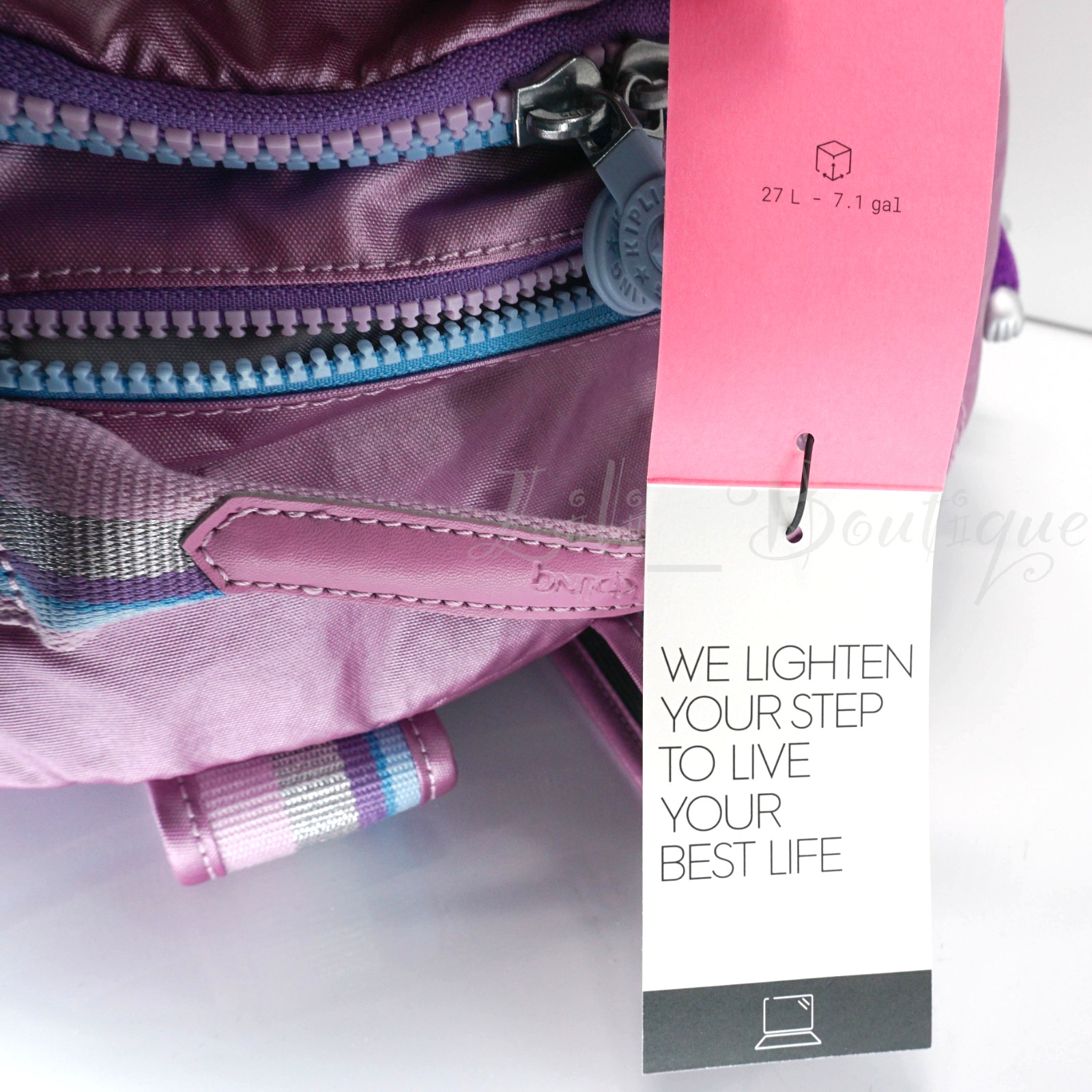 Kipling Seoul Laptop Travel Backpack Polyamide KI1871 Rainbow Pop Pink Metallic