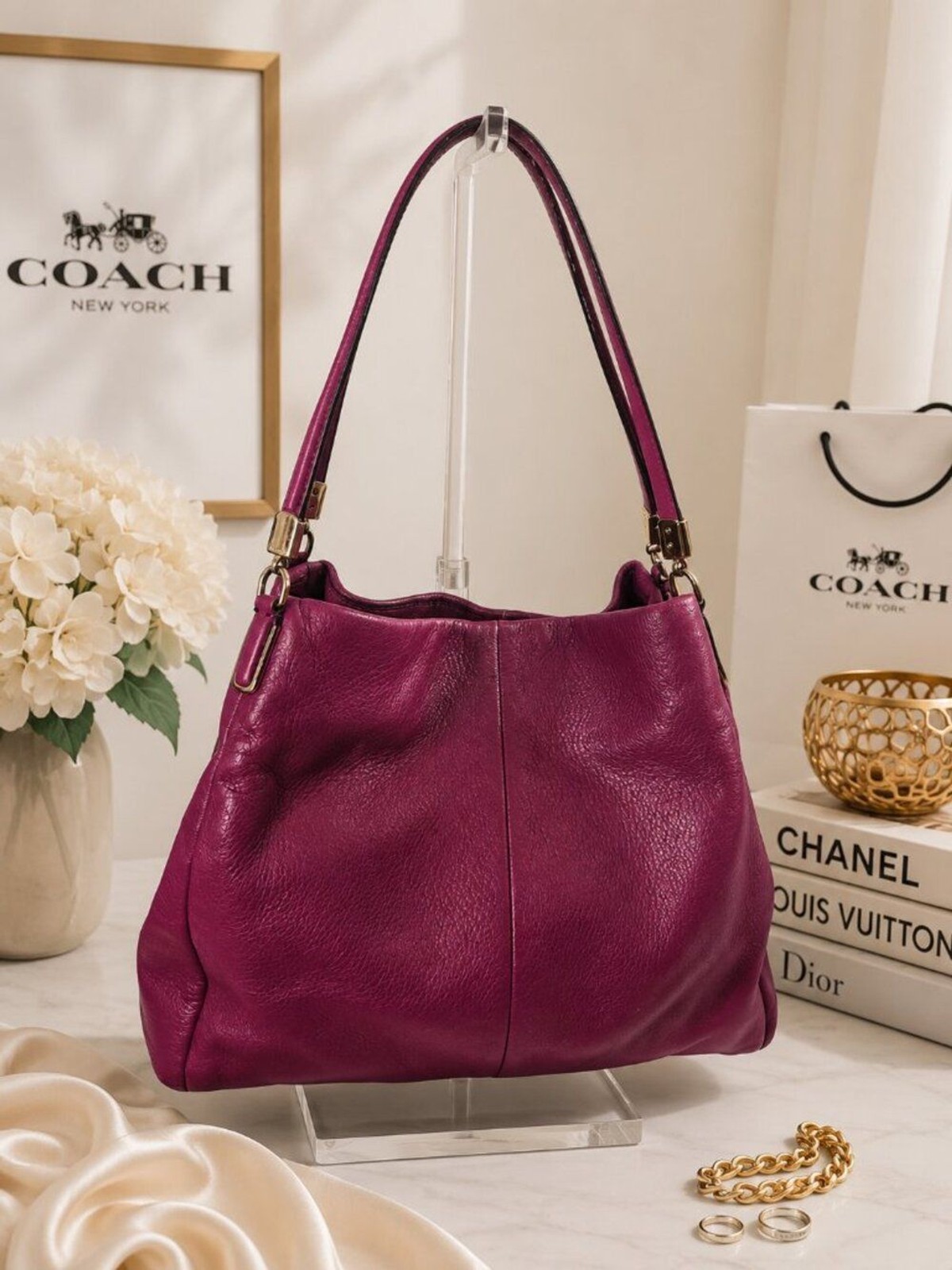 Coach Madison Phoebe Hobo Bag – Fuchsia/Magenta Pebbled Leather