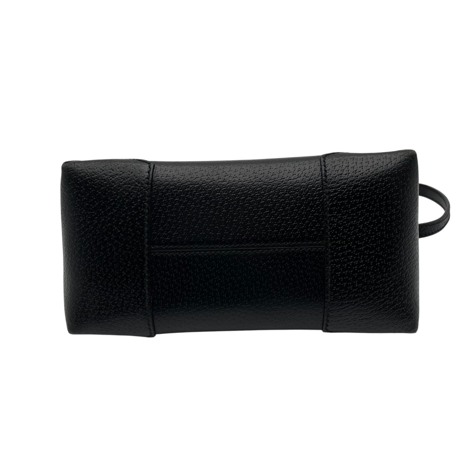 Authentic Salvatore Ferragamo Gancini Leather Accessory Pouch Mini Handbag Black