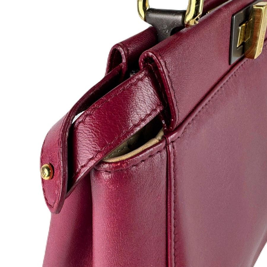 FENDI Bag: Peekaboo Mini 8BN244-68H Wine Red Brown W23H19D10cm w/strap;