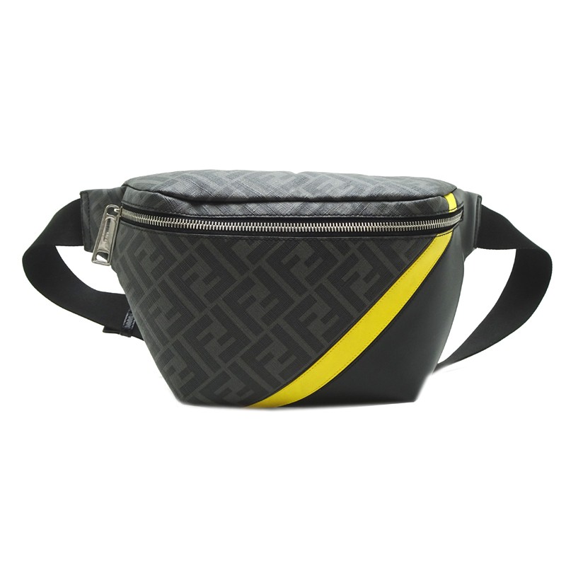 FENDI Diagonal Belt Bag 7VA434 Shoulder Bag PVC Gray Women’s Men’s DH84501