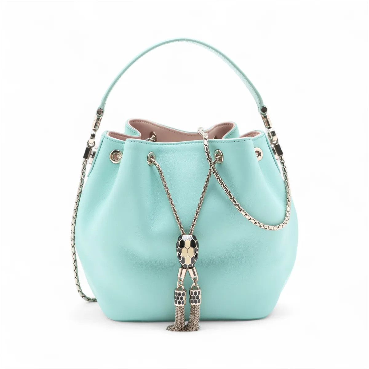 Bvlgari Serpenti Leather 2 Way Shoulder Bag Blue
