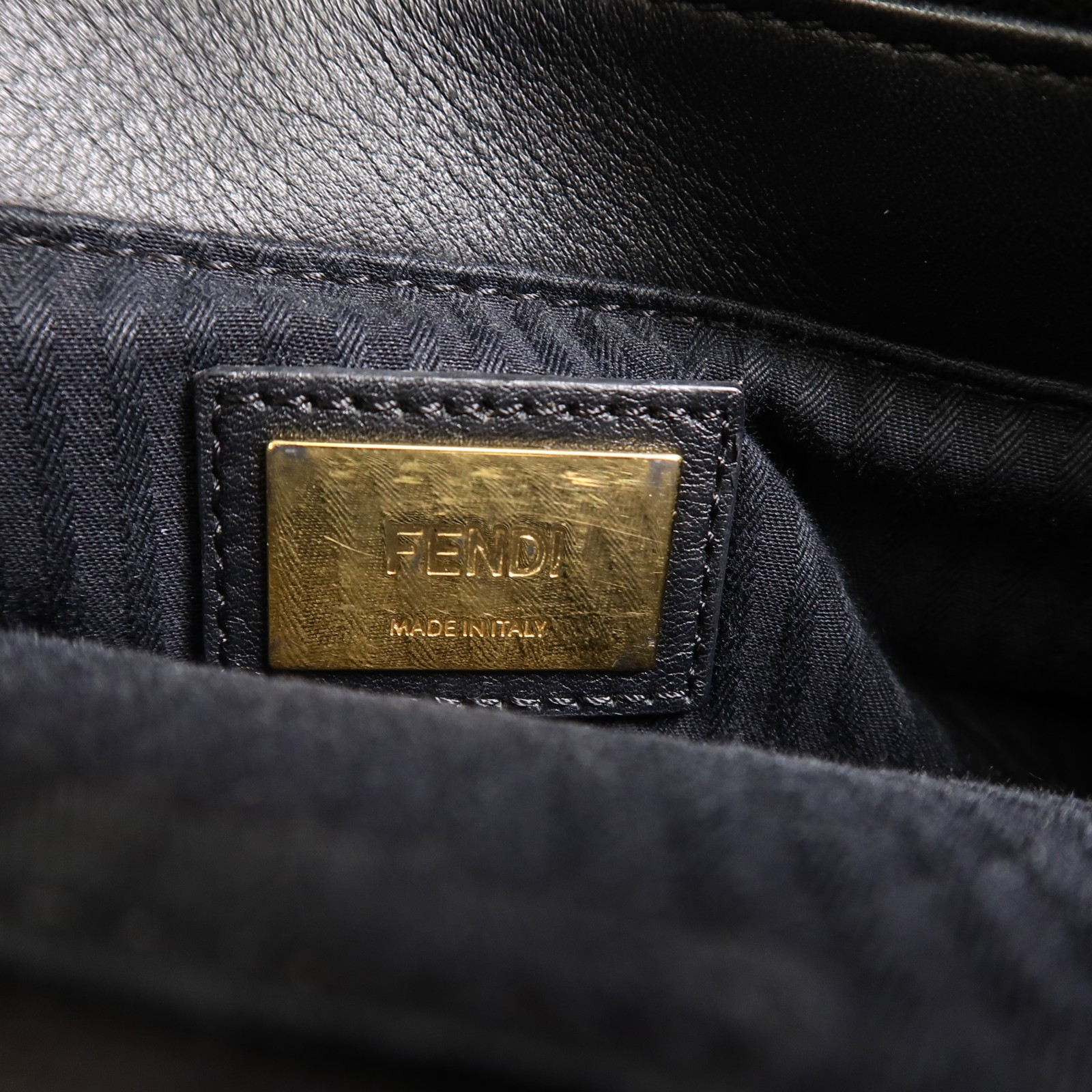 FENDI GHW 2 Jours 2 Way Shoulder Bag 8BH250 Calfskin Leather Black