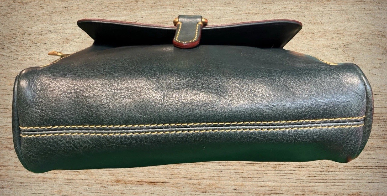 Dooney Bourke Teal Blue Green Florentine Leather Front Pocket Crossbody Bag