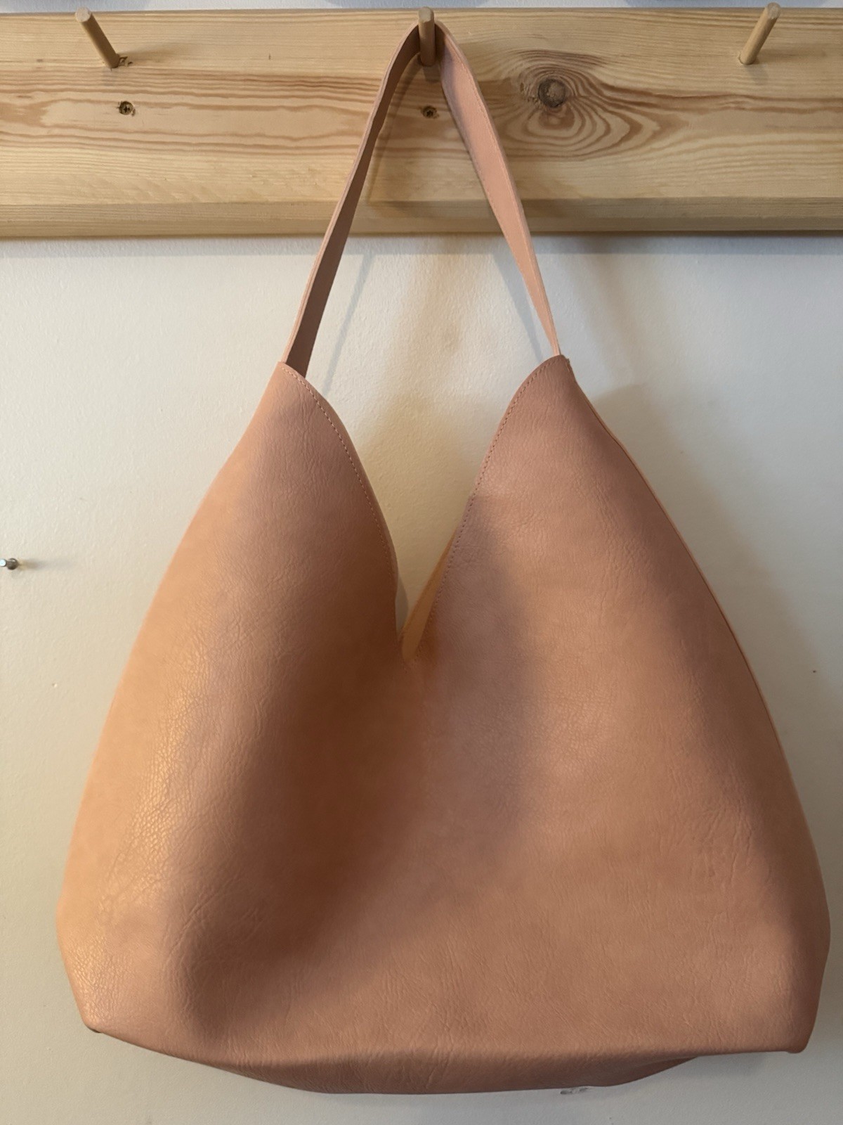 Ulta Blush Pink Oversized Hobo Bag Slouchy Triangle Tote with Side Pocket