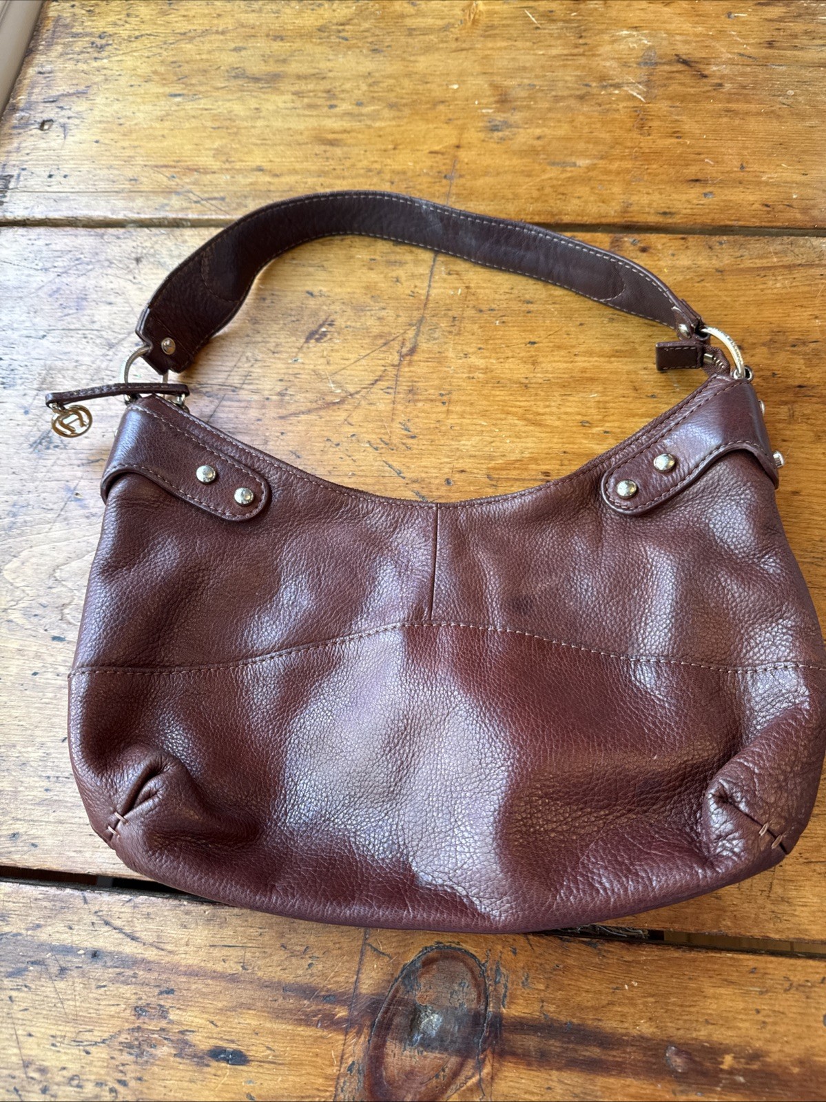 Etienne Aigner Handbag – Supple Brown Leather Brass Tone Hardware Single Strap
