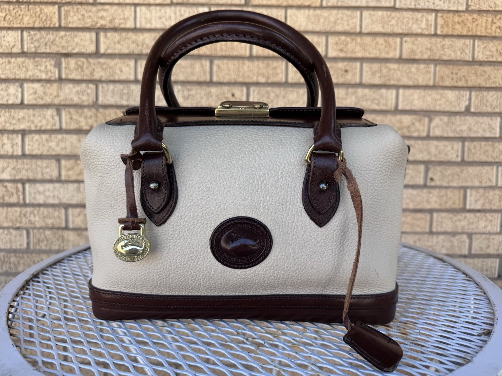 Dooney & BourkeAll Weather Leather Satchel Ivory/Brown
