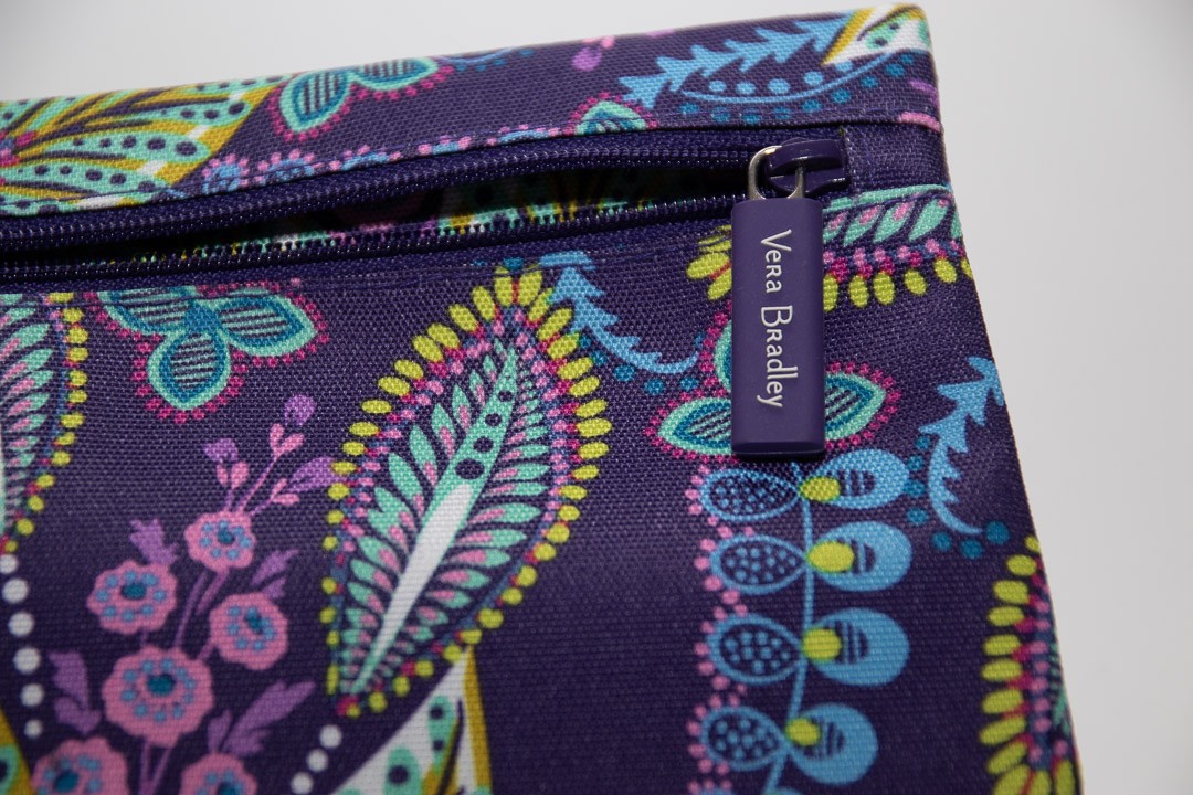 Vera Bradley Pencil Pouch Purple Batik Leaf