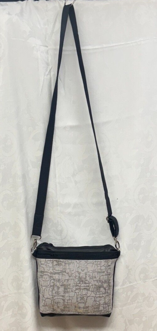 Custom Crossbody Gray Silver Handmade Fabric Canavs Adjustable Strap
