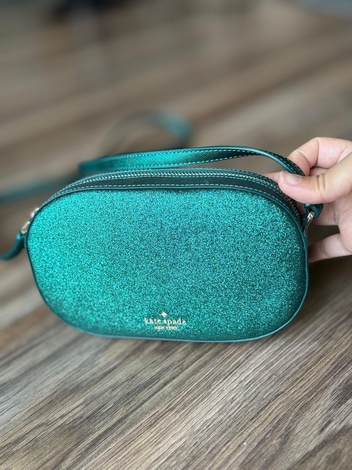 Kate Spade Glimmer Glitter Oval Camera Crossbody Bag