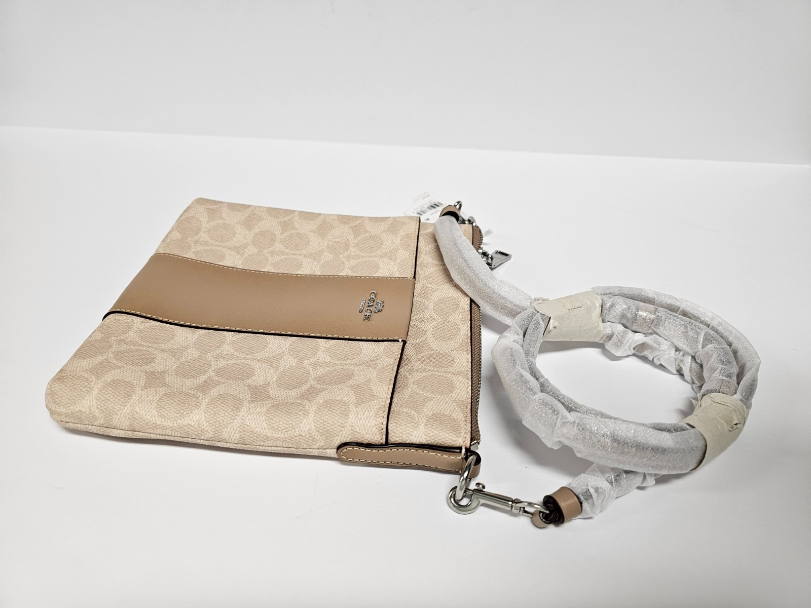 COACH KITT Messenger Crossbody Bag 41321 Light Khaki/ Taupe Leather Canvas NWT!