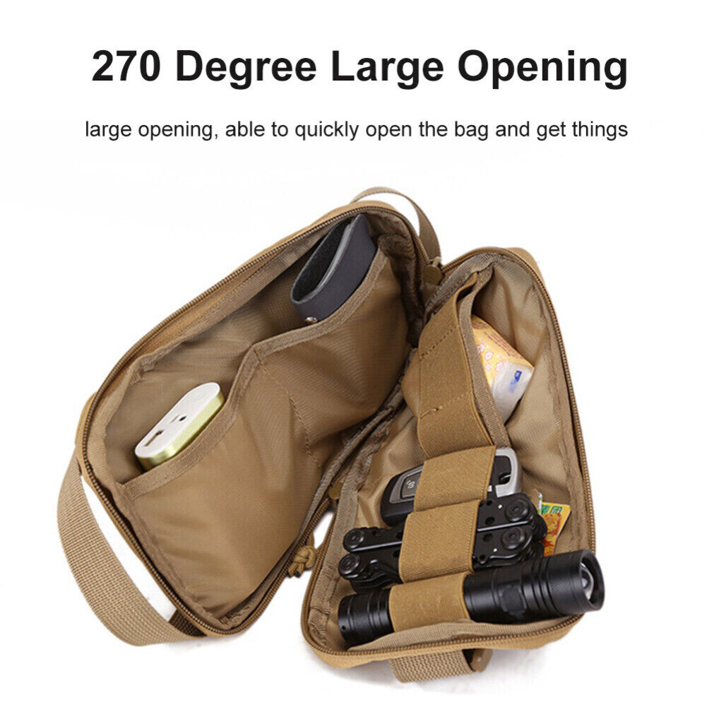 Tactical Sling Chest Pack Bags Molle Daypack Backpack Small Khaki Shoulder Pouch