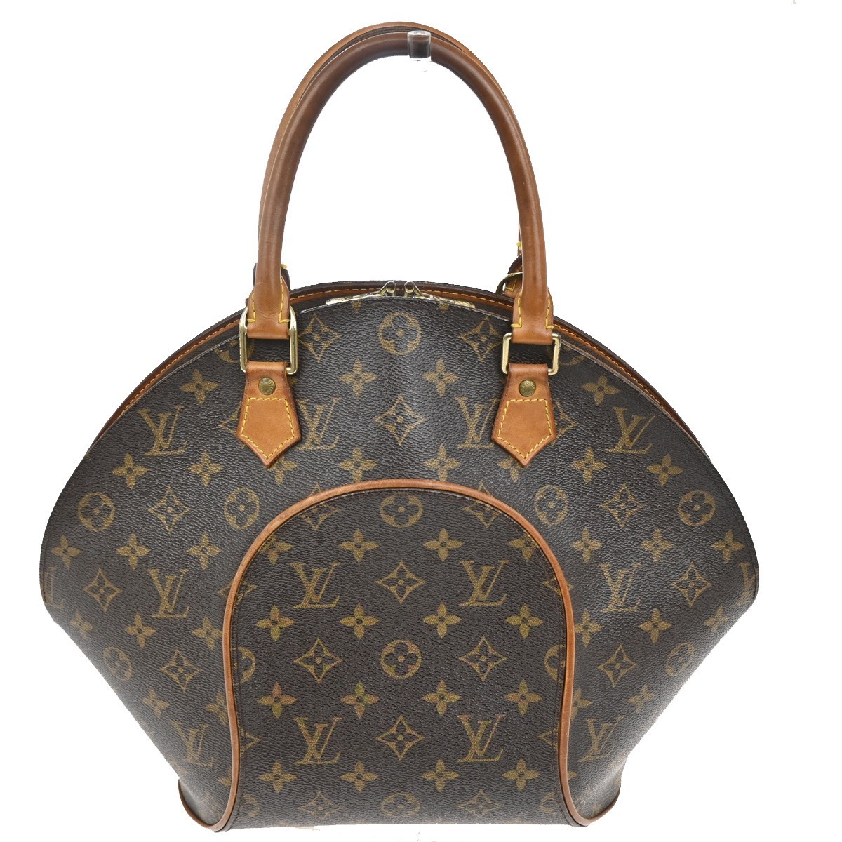 LOUIS VUITTON LV Logos Ellipse MM Hand Bag Monogram Leather Brown M51126 70TA322