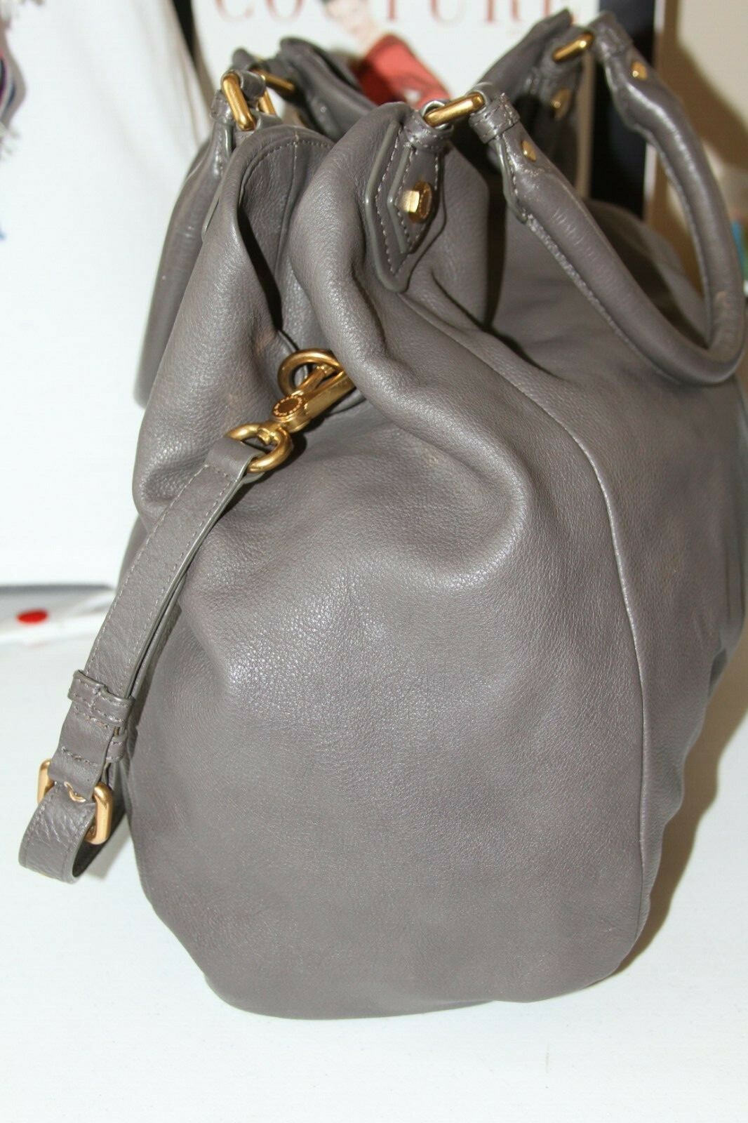 Marc by Marc Jacobs Classic Q Fran Gray Leather Large Tote $488 #42*P
