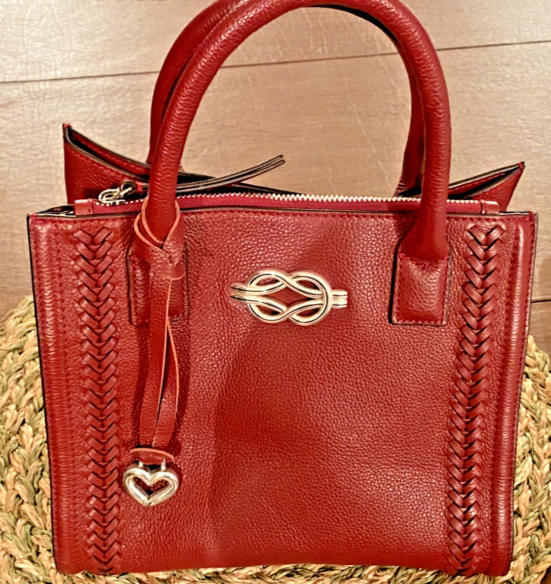 Brighton Interlok Flemming Chili Pepper Red Leather Tote Bag MSRP $465 Pre-owned