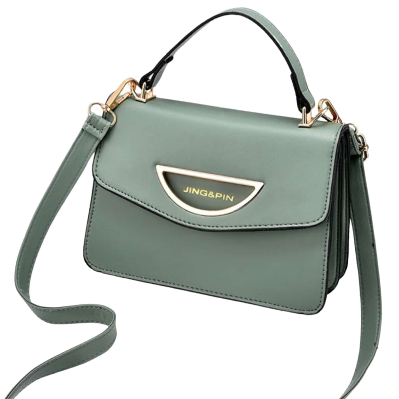 Ladies Cross Body Shoulder Hand Bag Large Clutch Faux Leather Mint Green 30586