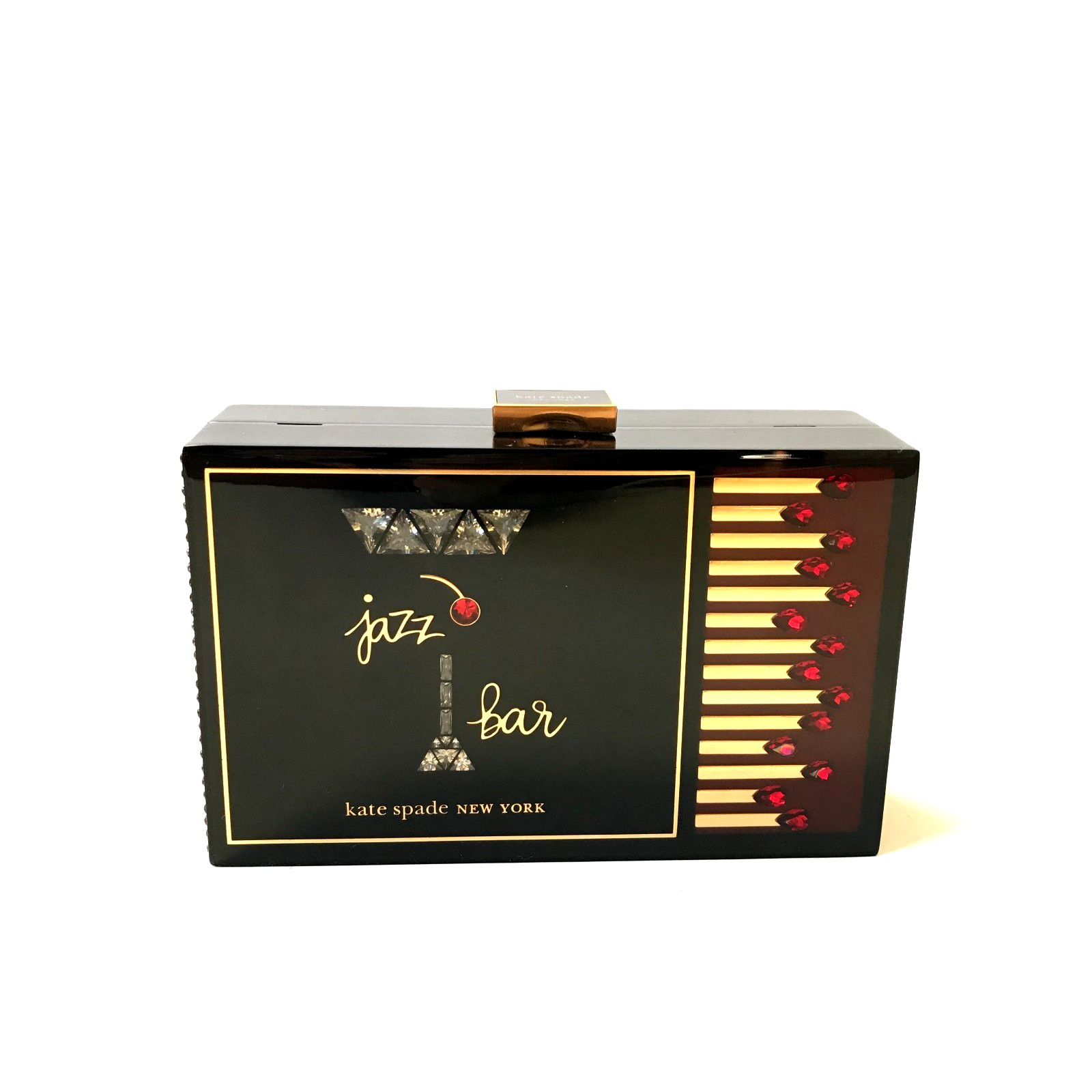 NWOT Kate Spade NY Perfect Matchbox Jazz Bar Clutch Bag Womens Black Resin Purse