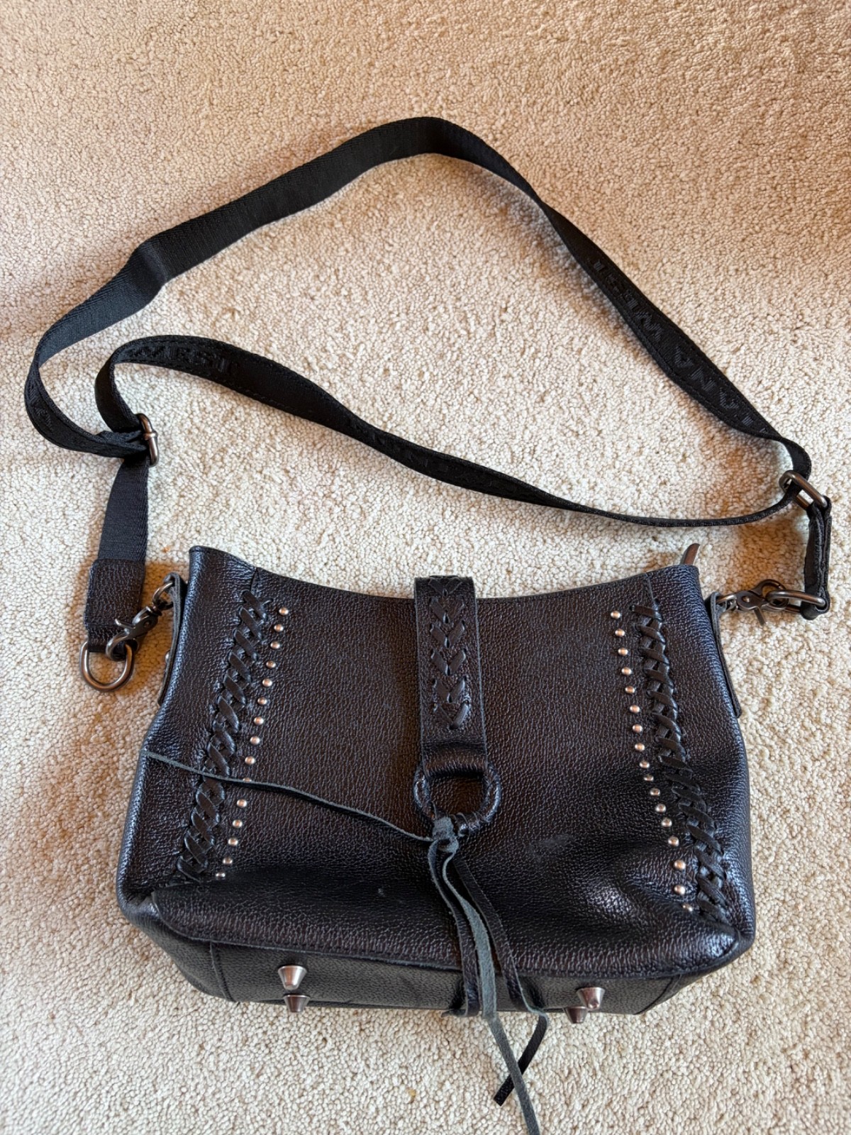 Montana West Concealed Carry CCW Black Leather Hobo Crossbody Handbag