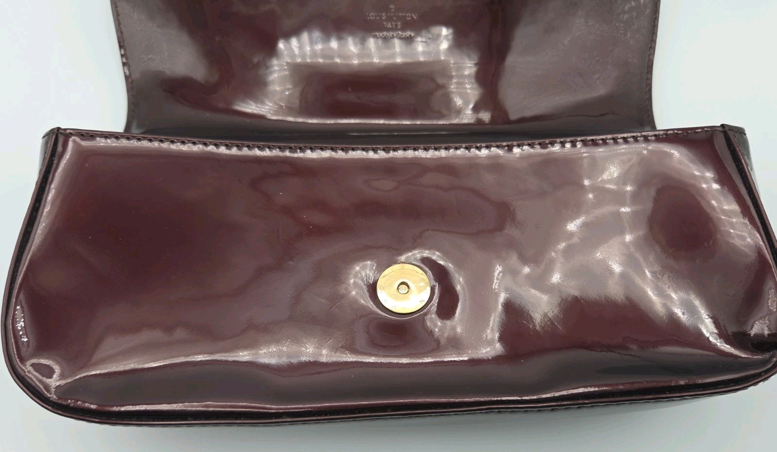 Louis Vuitton Amarante Monogram Vernis Pochette with Tortoise Shell Resin Inlay