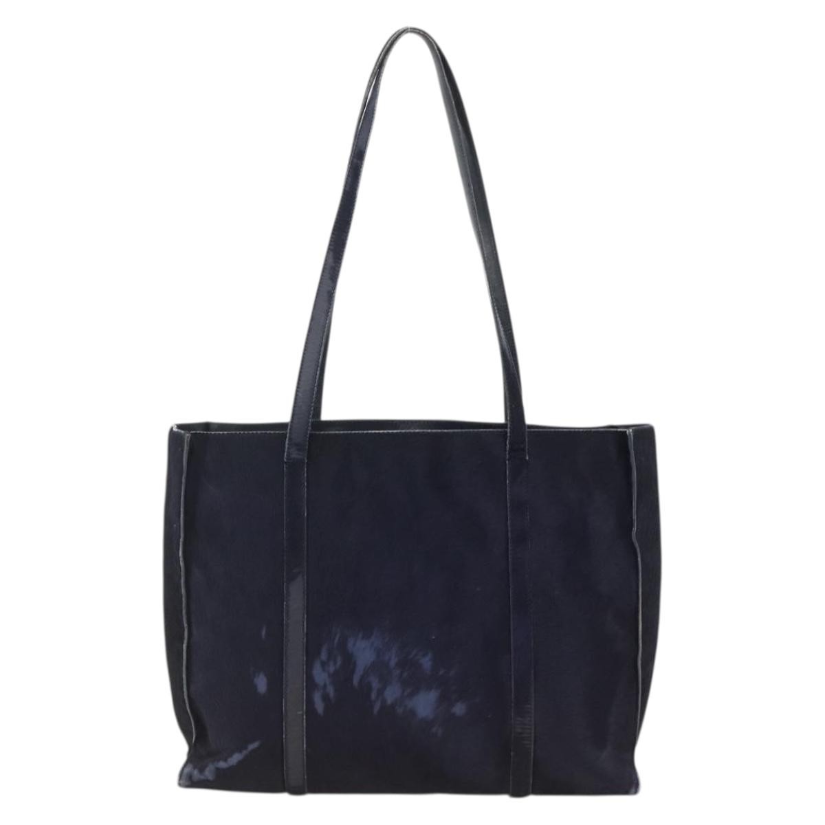 PRADA Tote Bag Harako leather Navy Auth 167194