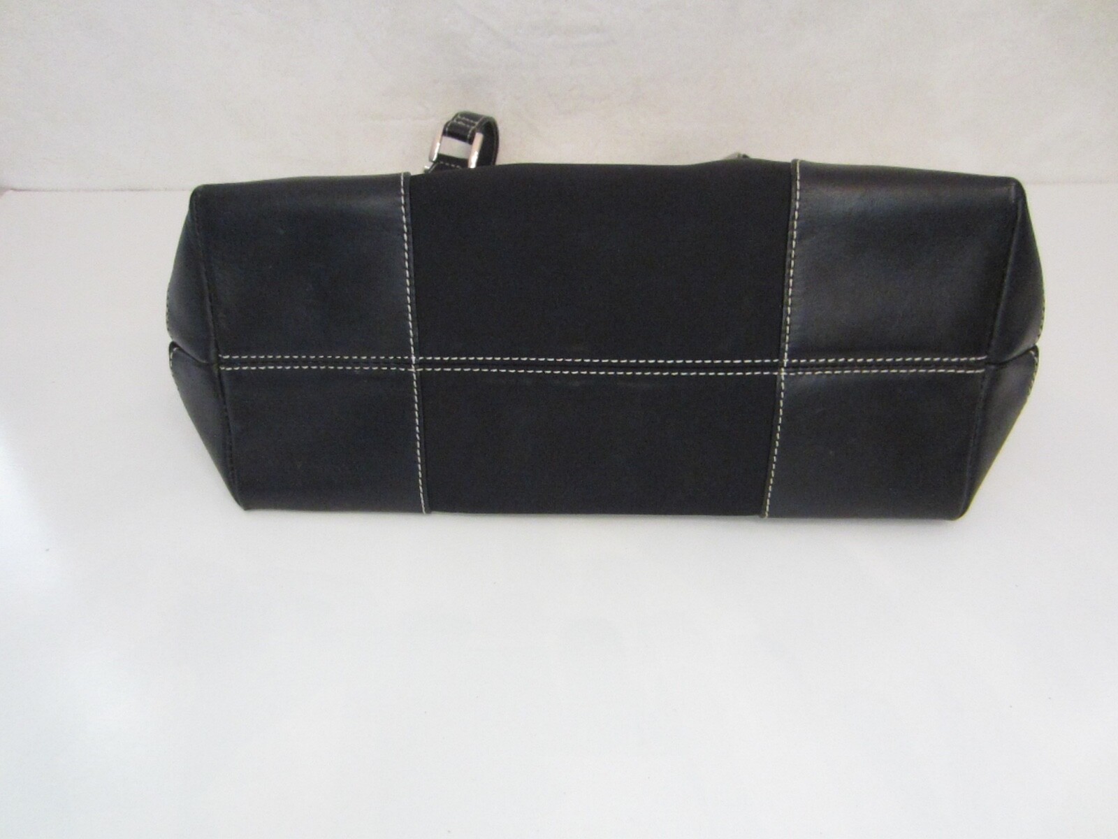 Maxx New York Black Double Strapped Shoulder Tote Silver Buckle Accent Zipper