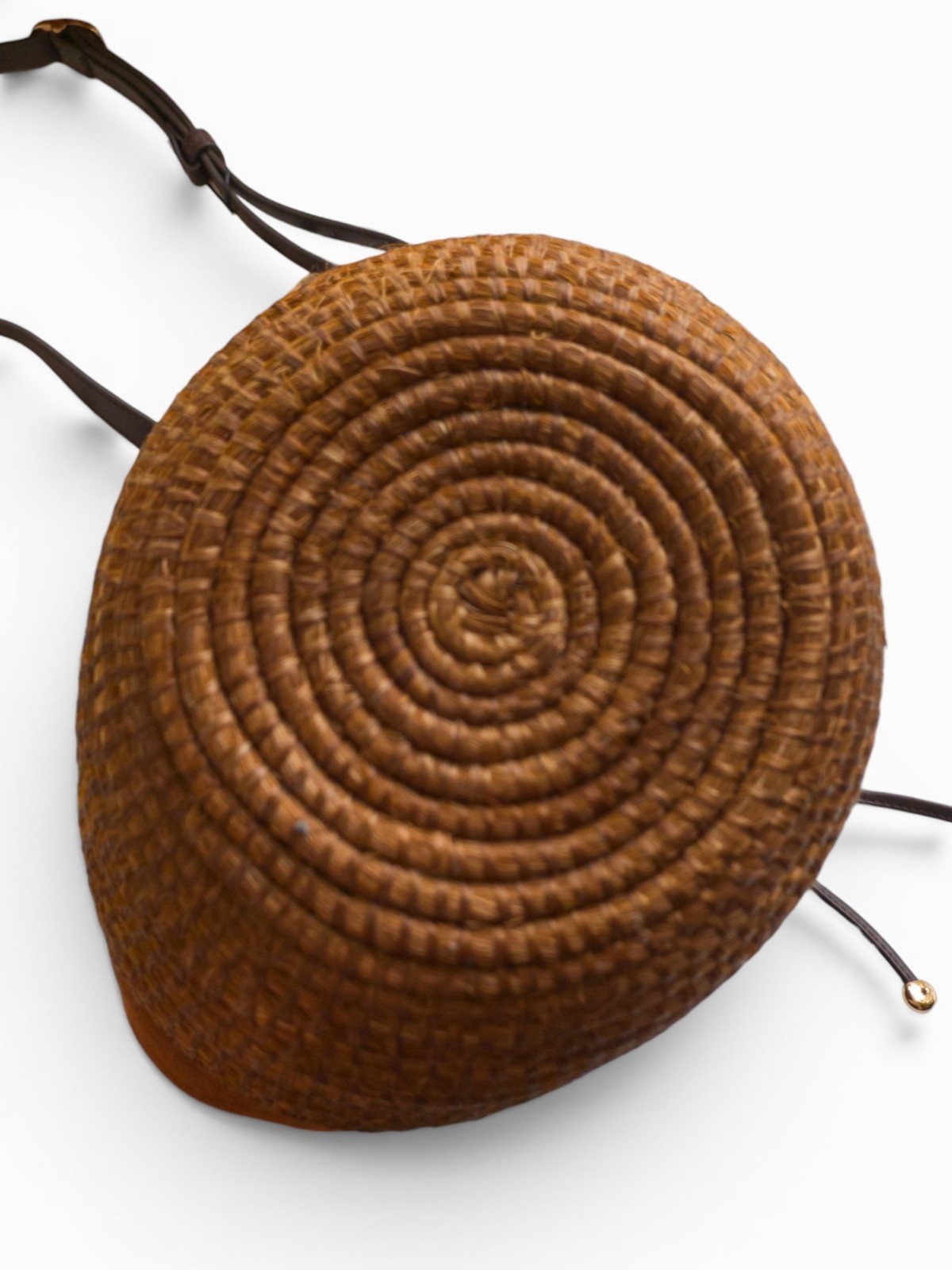 Cesta Collective Chestnut Suede Bucket Bag Woven Sisal Crossbody