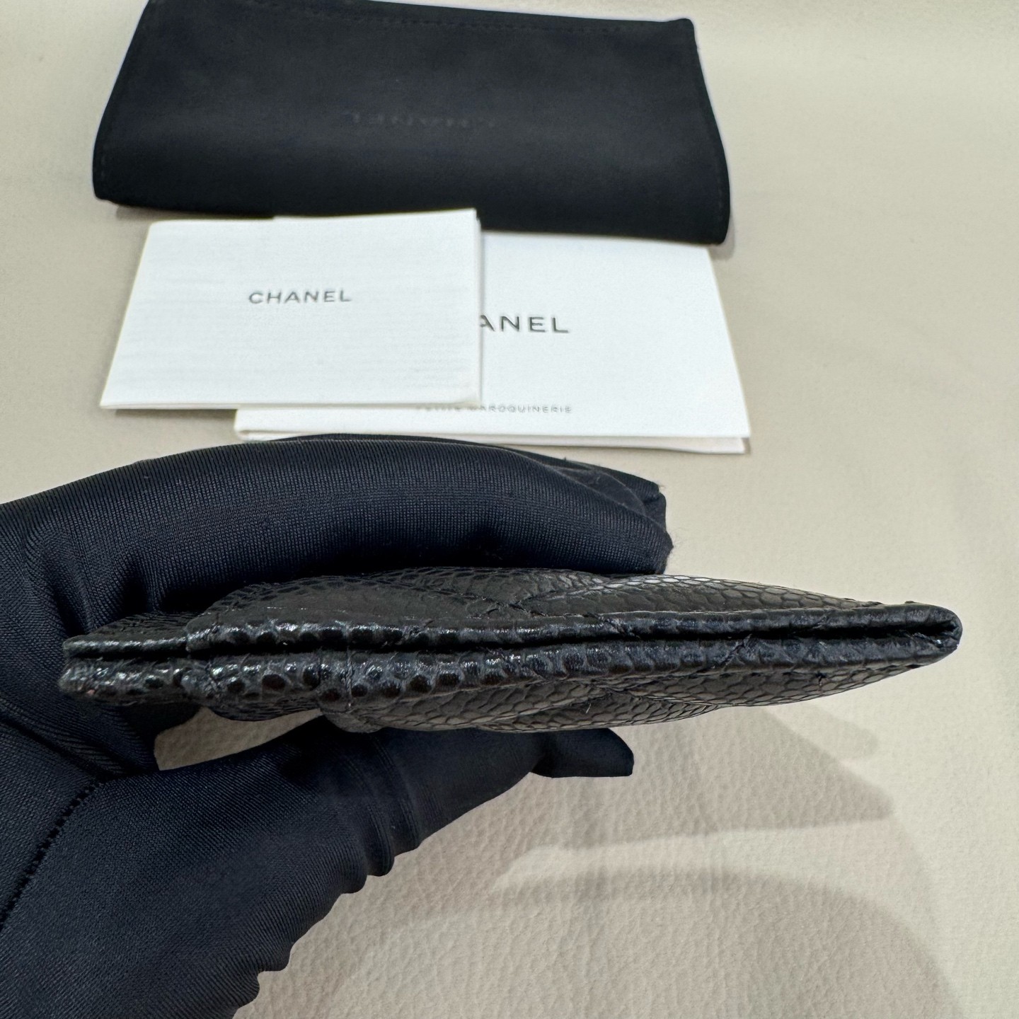 CHANEL Classic Caviar Mini Black Caviar Grain Cowhide Card Holder Duty Paid
