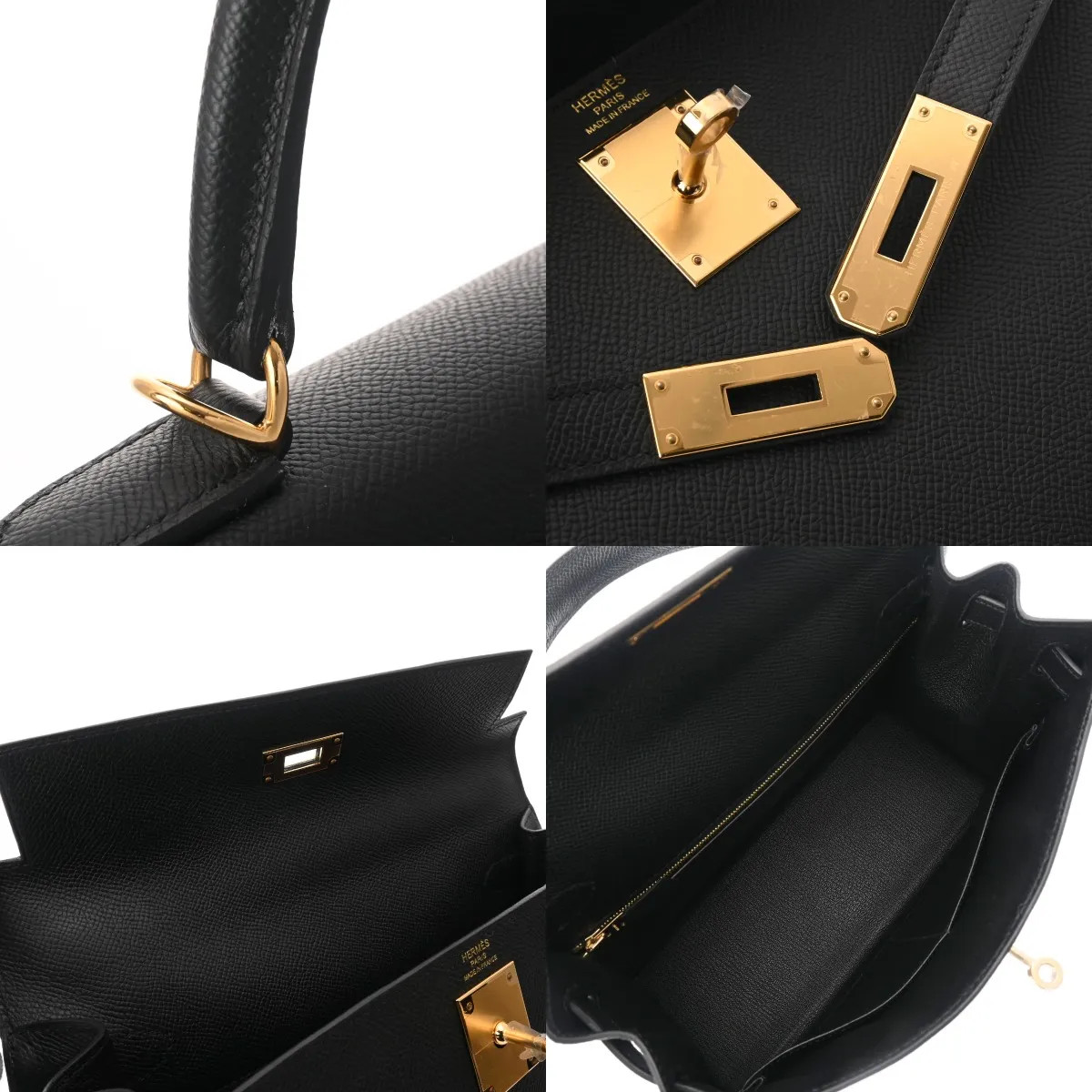 Hermes Kelly Handbag Epsom Leather Black #WB070