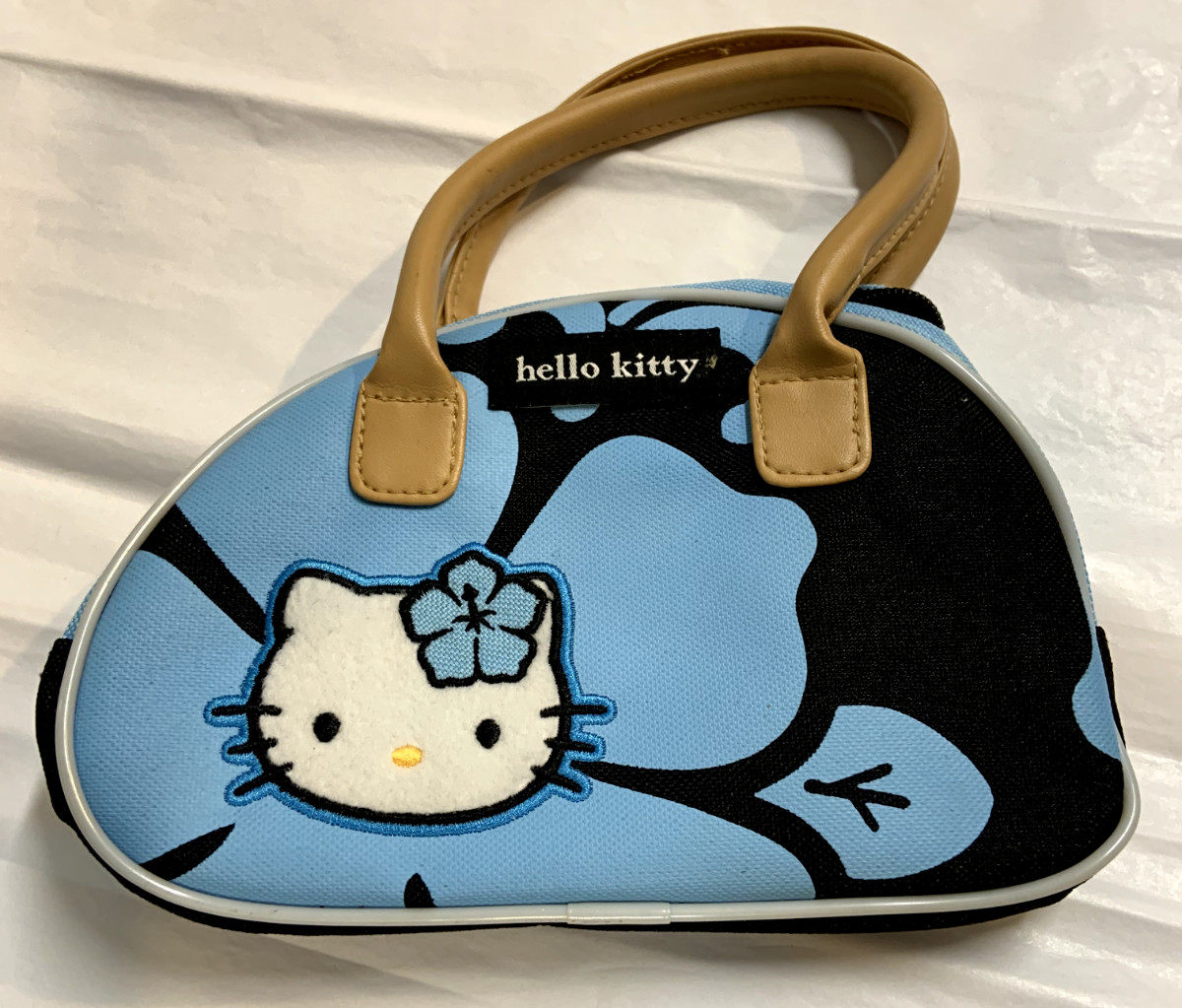 Hello Kitty Blue Hibiscus purse handbag Sanrio from 2002 vintage black Used