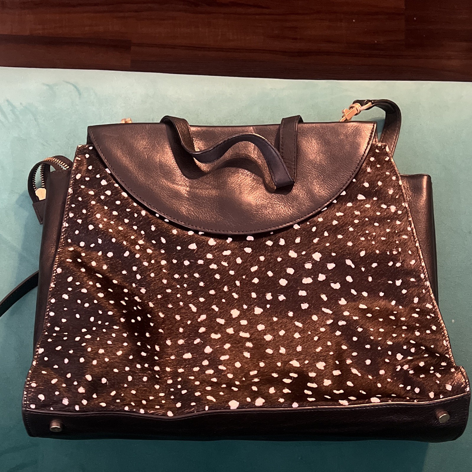 Kate Spade Saturday Black & White Spotted Large Satchel, Detachable Strap