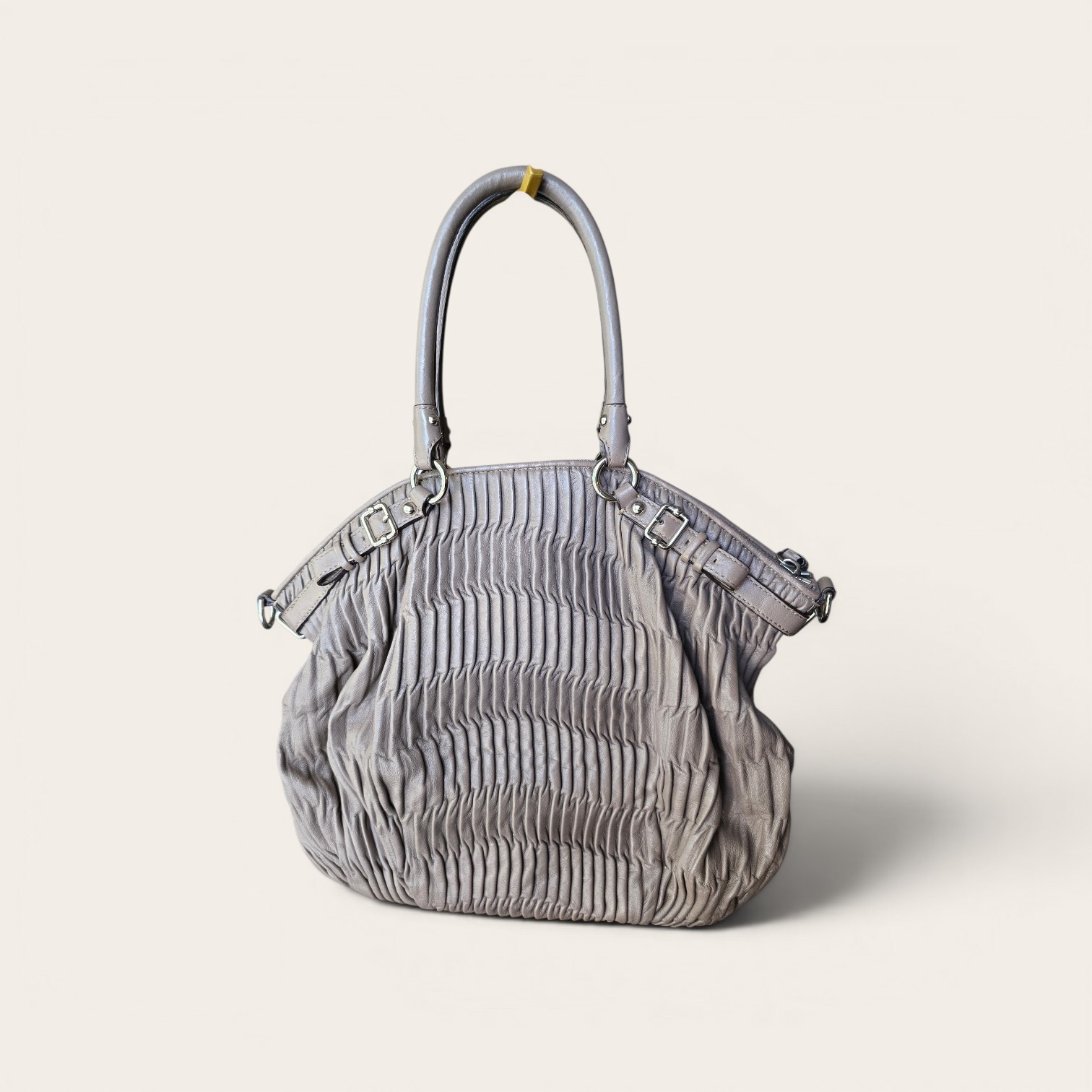 COACH MADISON SOPHIA GATHERED TAUPE GRAY LEATHER CONVERTIBLE SATCHEL