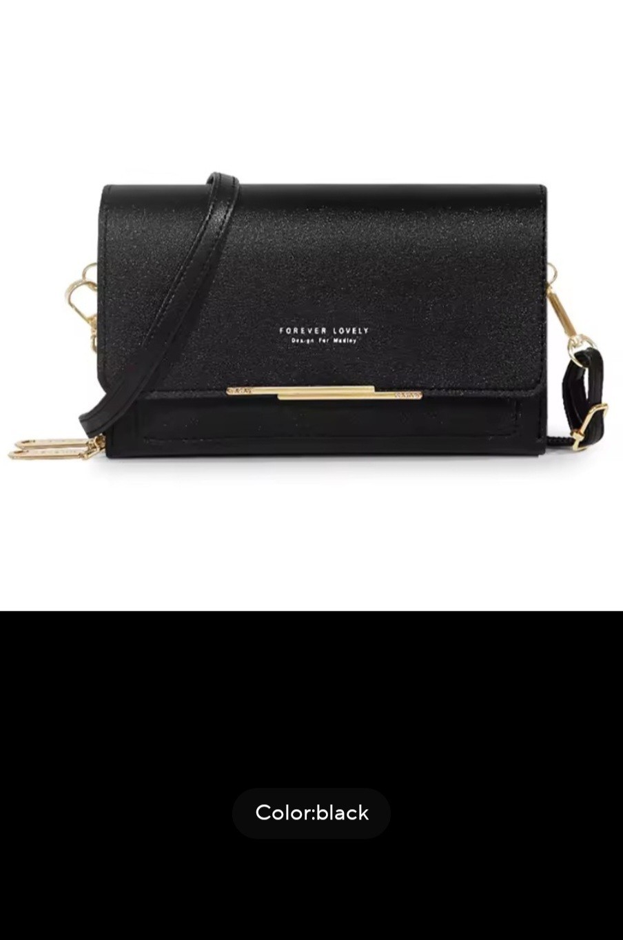 Forever Lovely Women’s Small Dark Blue Crossbody, Snap, Detachable, Gold