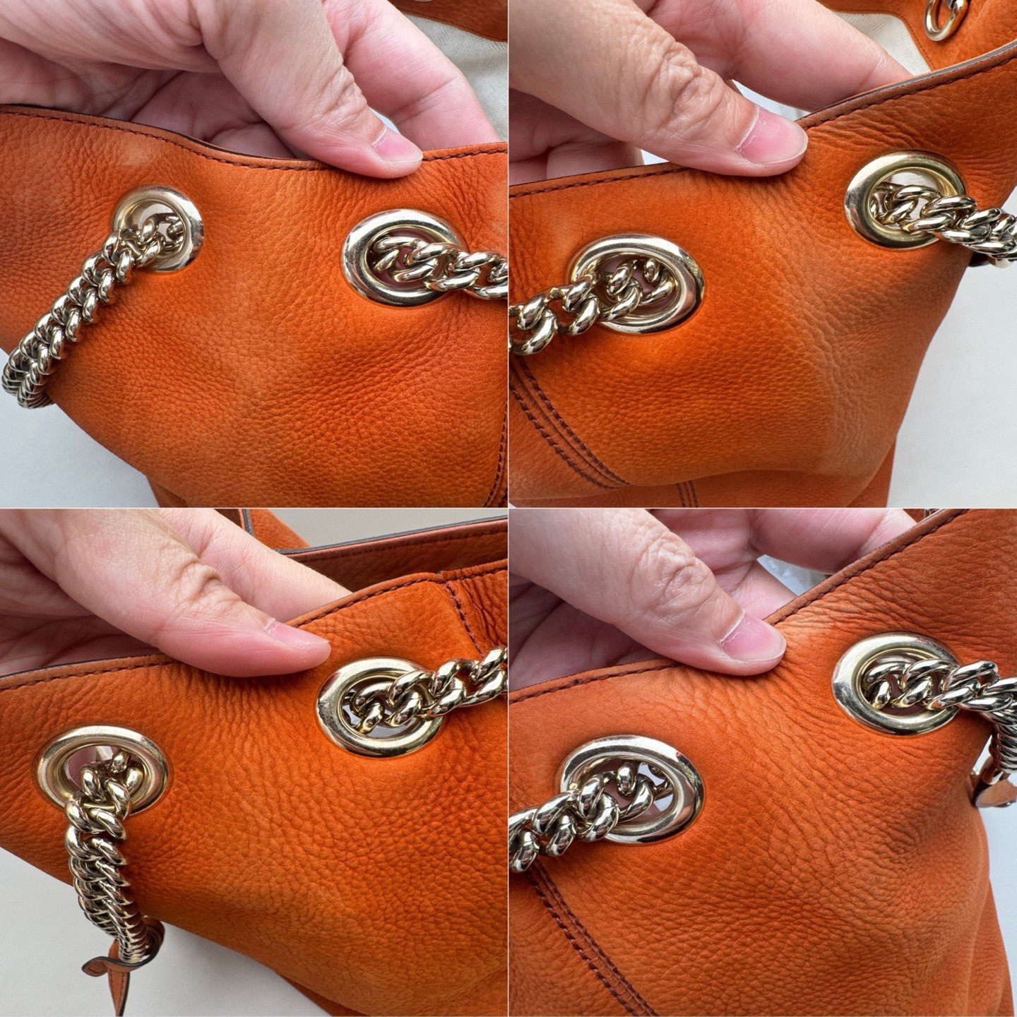 Gucci Soho Orange Leather Gold HW Shoulder Bag Duty Paid