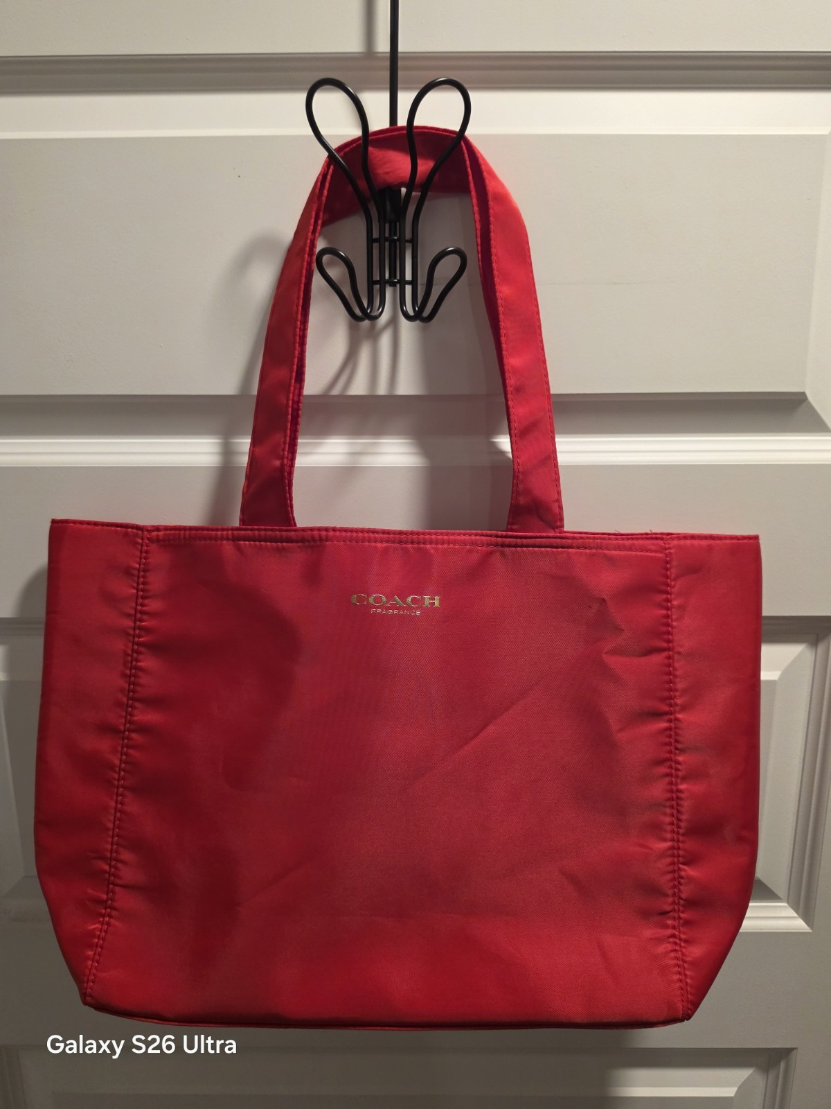 Coach Red Tote Bag Women’s Logo Accents Lined Double Handles