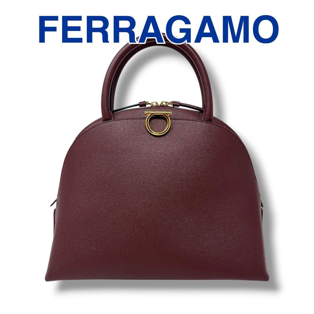 Salvatore Ferragamo Gancini Top Handle Handbag Gold Japan 075850