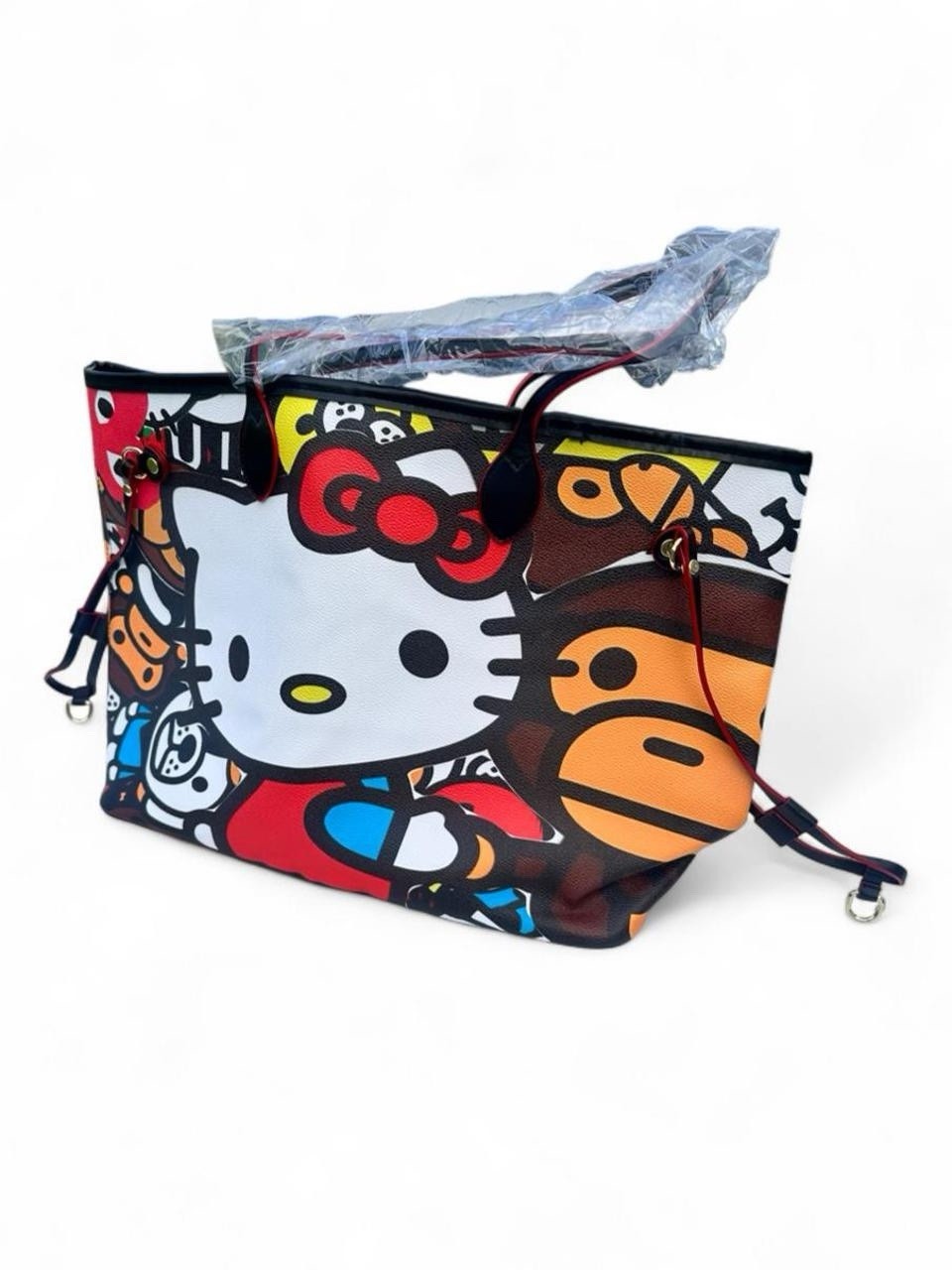 Hello Kitty Large Multicolor Zip Tote w/ Inner Pockets, Detachable Strap