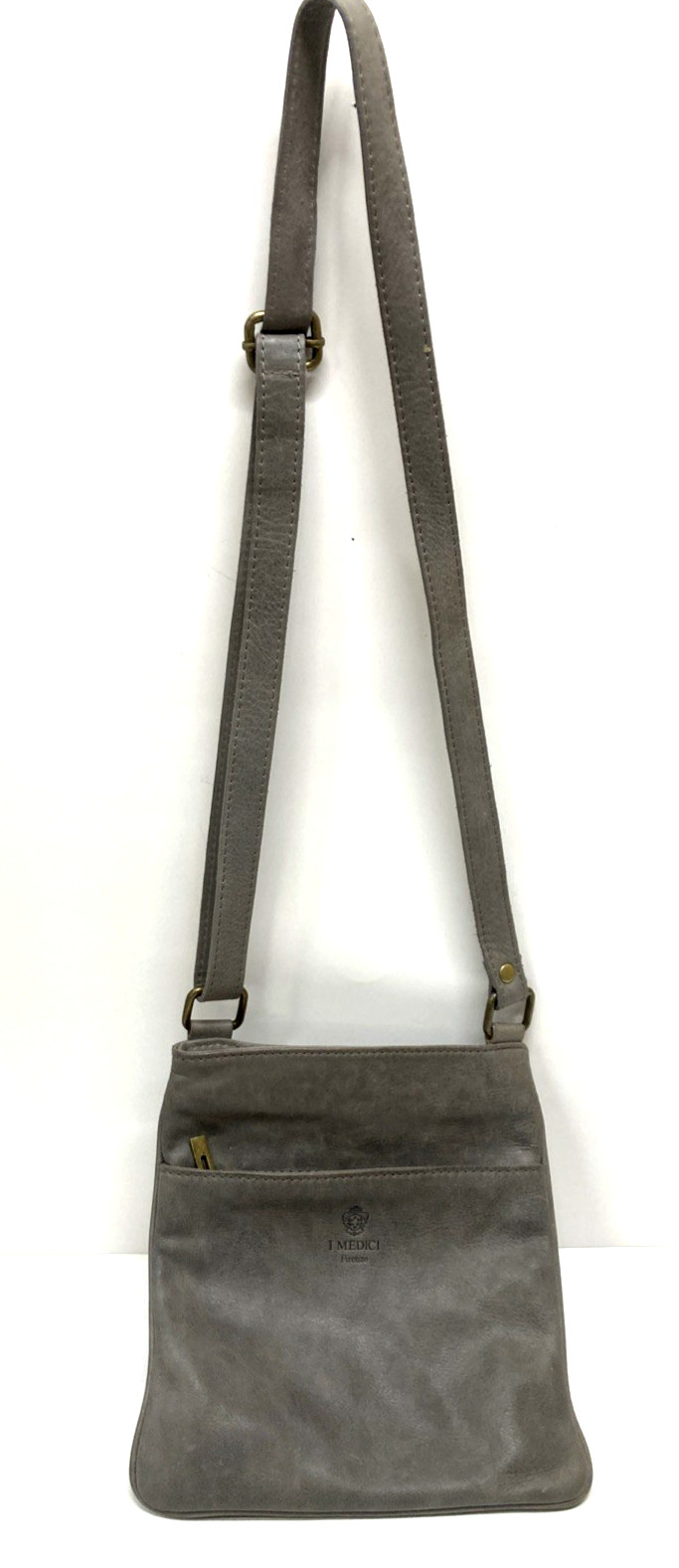 IMedici Firenze Vera Pelle Italian Leather Crossbody Purse Dark Gray Italy