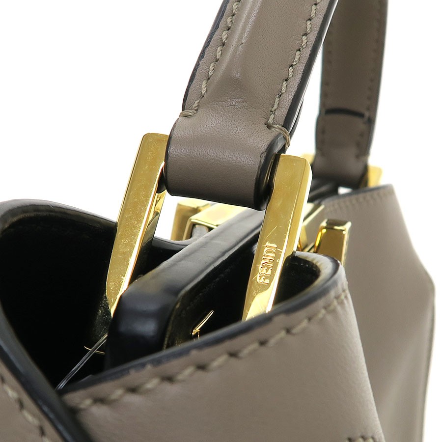Fendi Peekaboo 8BN302 Leather Beige Shoulder Bag #SAB16681