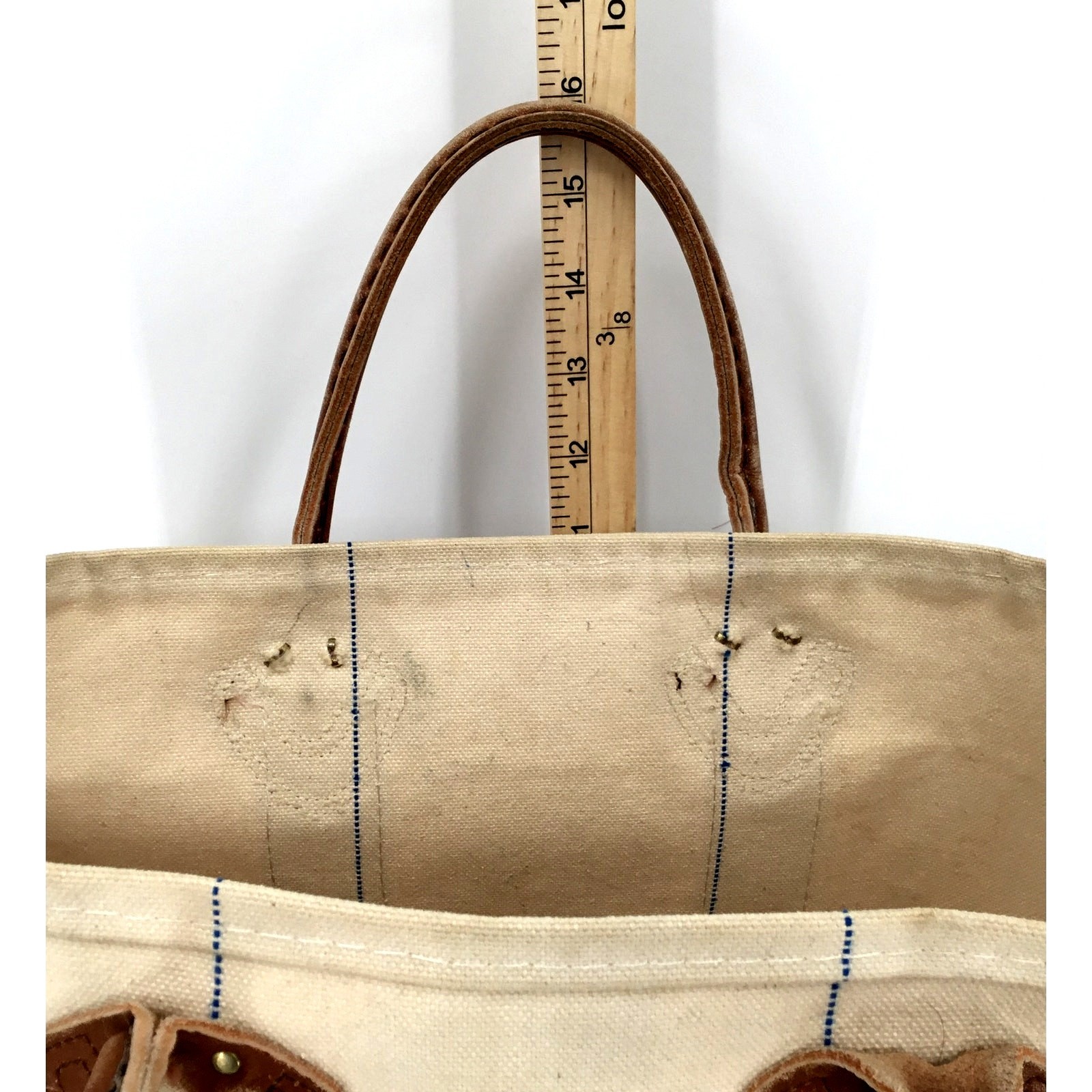 Vintage L.L.Bean Boat Tote Medium Leather Handles Made USA Freeport Maine 1970s
