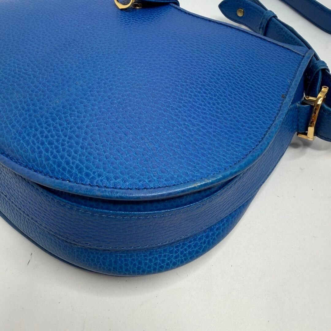 Cartier Must Line Blue Leather Flap Shoulder Bag Gold Hardware Auth From JAPAN