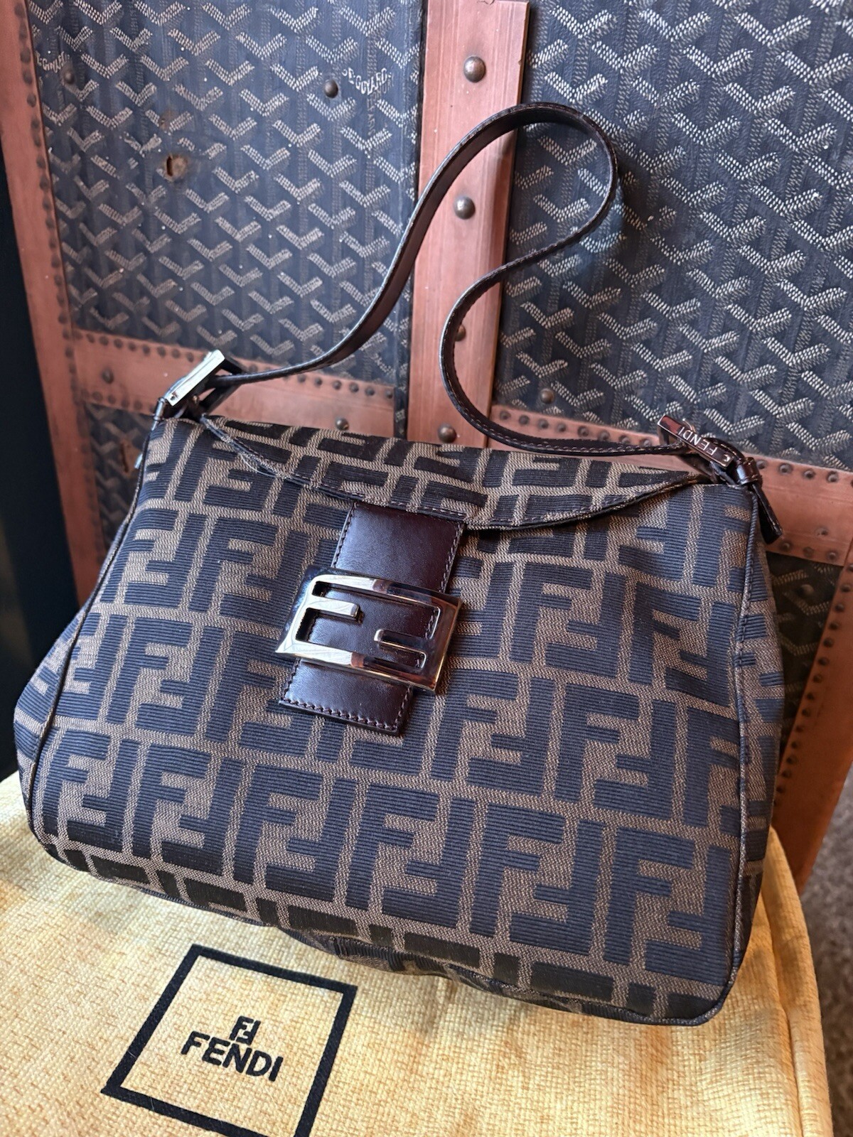 FENDI Zucca Mamma Bucket Nylon Purse