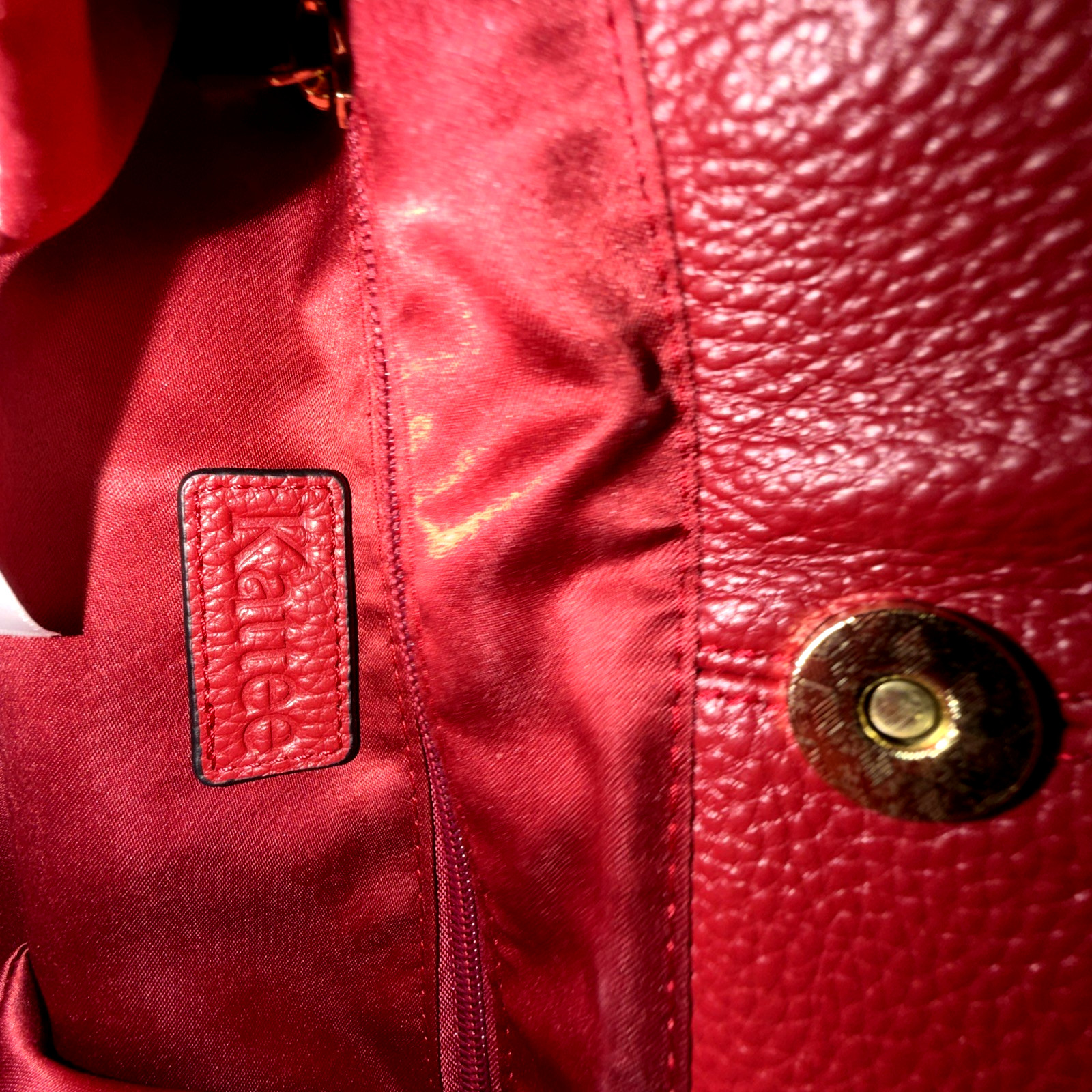 Kattee Red Leather Shoulder Bag Soft Pebbled Very Nice!